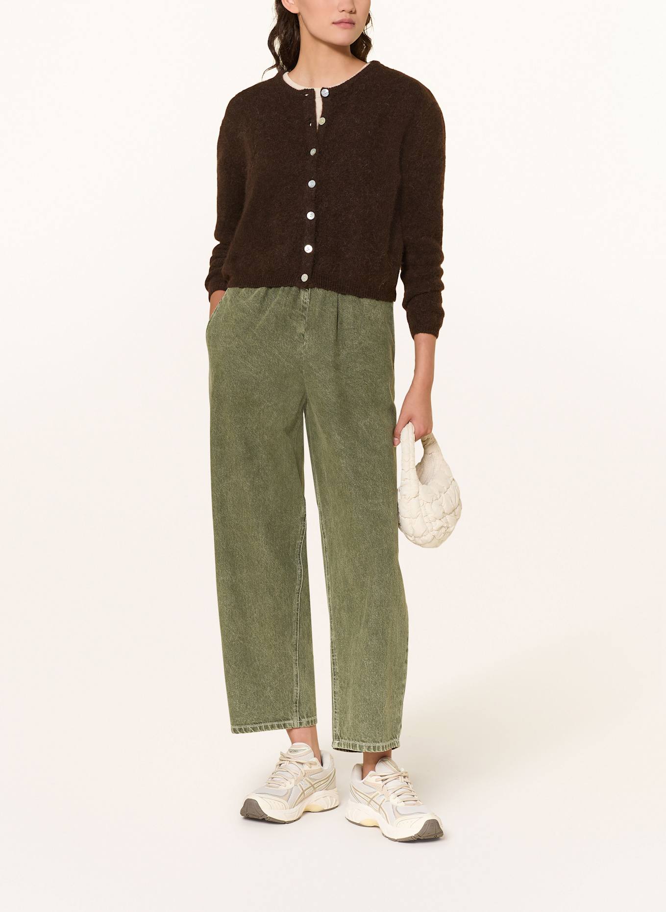 American Vintage Kardigan z dodatkiem alpaki: CIEMNOBRĄZOWY