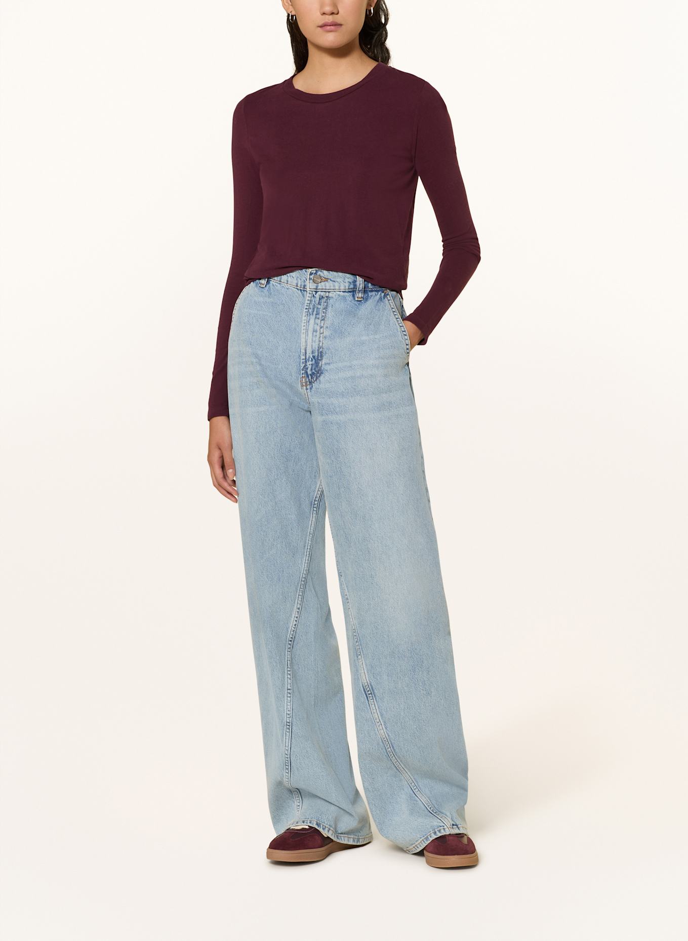 American Vintage Koszulka z długim rękawem GAMIPY: CIEMNOCZERWONY