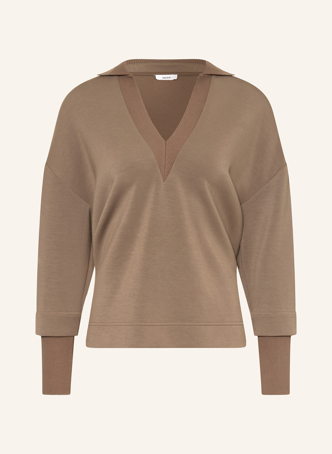 REISS Sweatshirt BERNIE im Materialmix: KHAKI