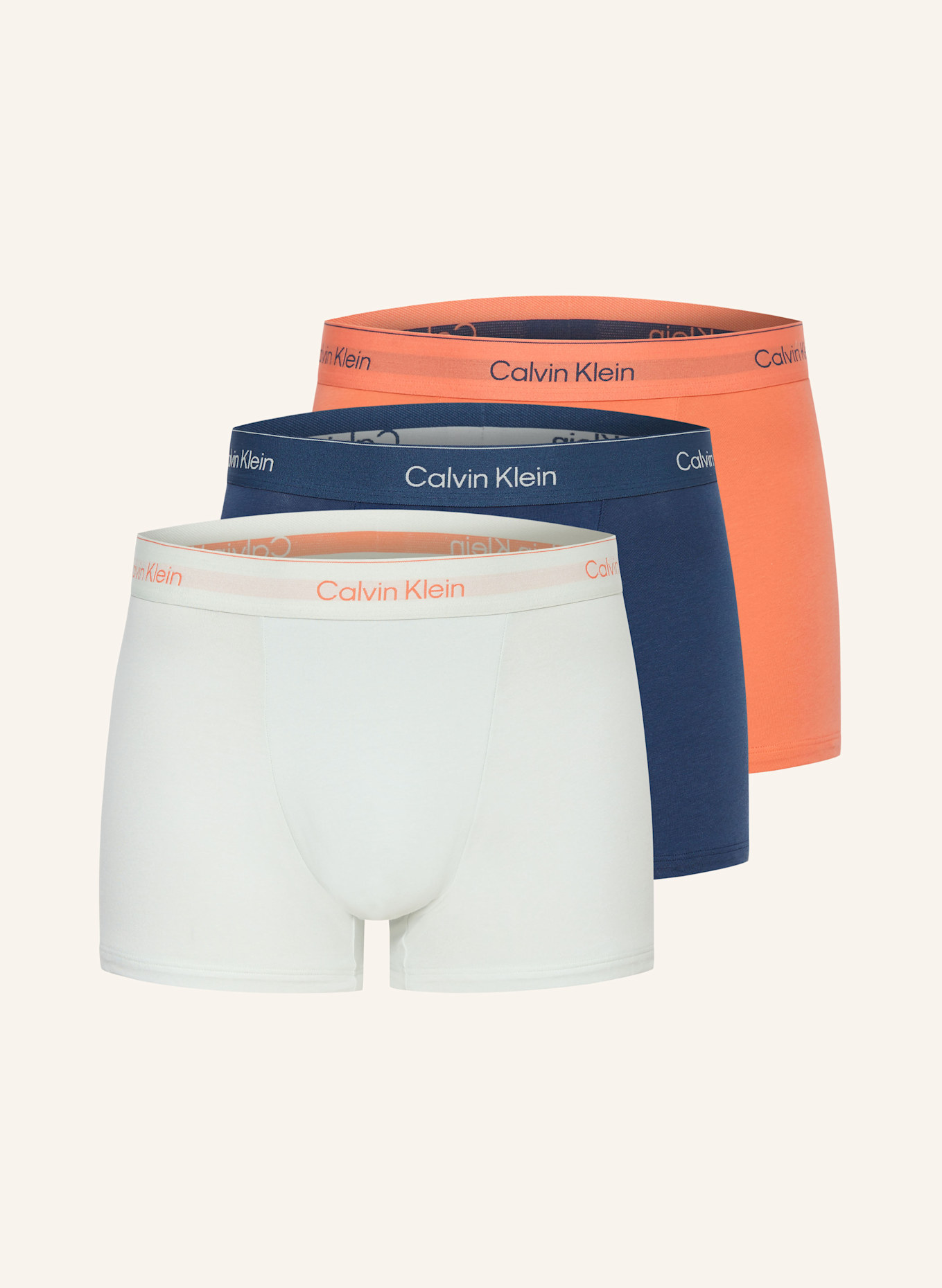 Calvin Klein 3er-Pack Boxershorts ICON COTTON Relaxed Fit: ORANGE / BLAU / MINT