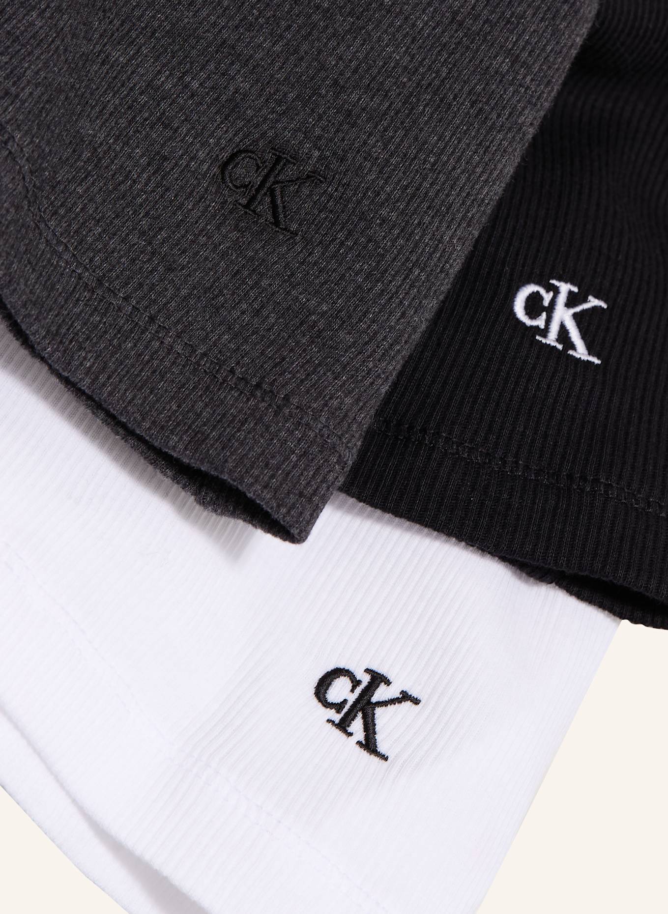 Calvin Klein 3er-Pack Tops 100% COTTON: SCHWARZ / WEISS / DUNKELGRAU