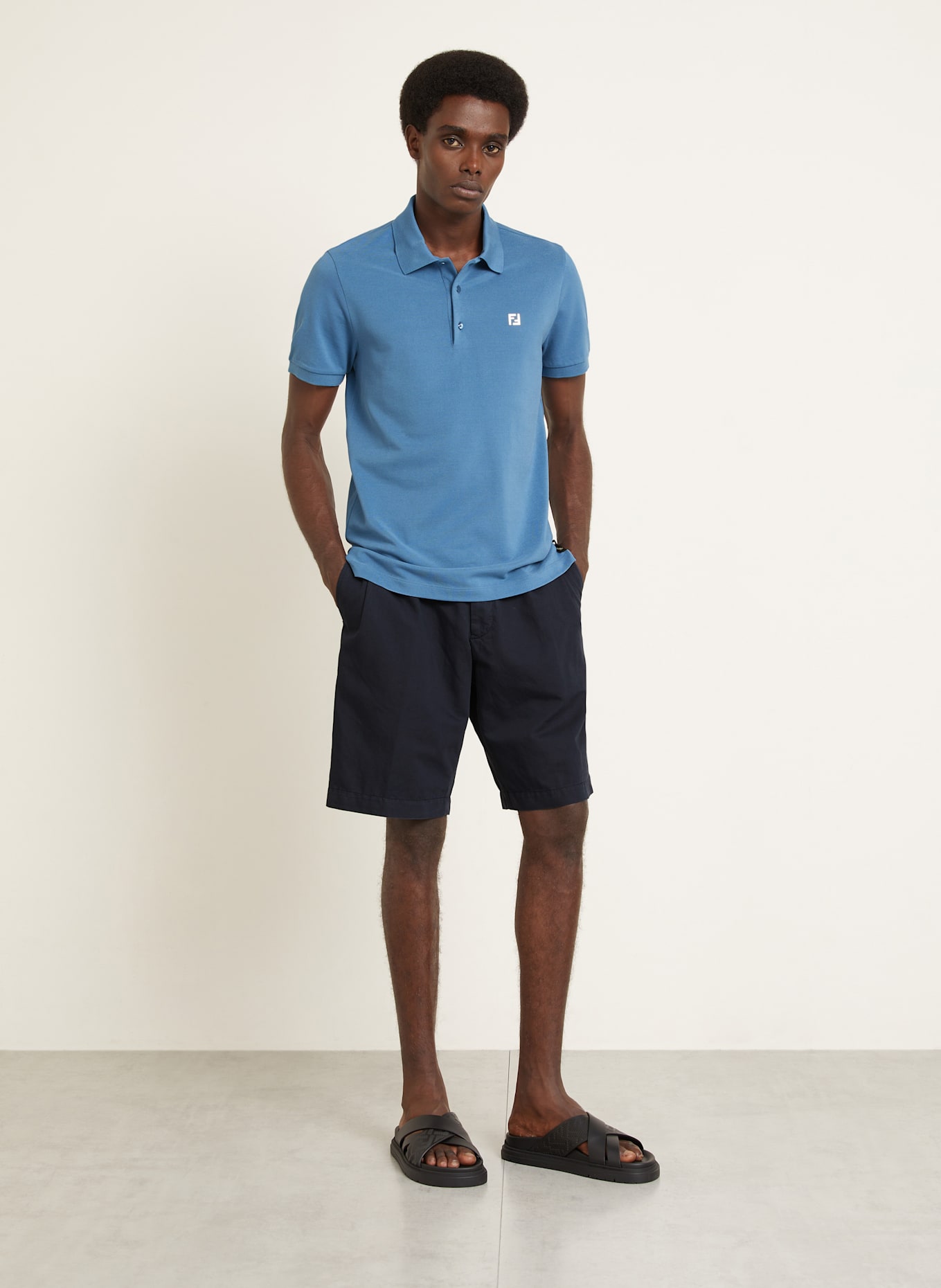 FENDI Koszulka polo z piki regular fit: SZARONIEBIESKI