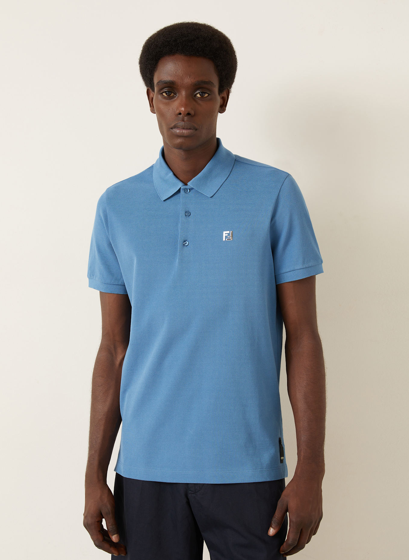 FENDI Koszulka polo z piki regular fit: SZARONIEBIESKI