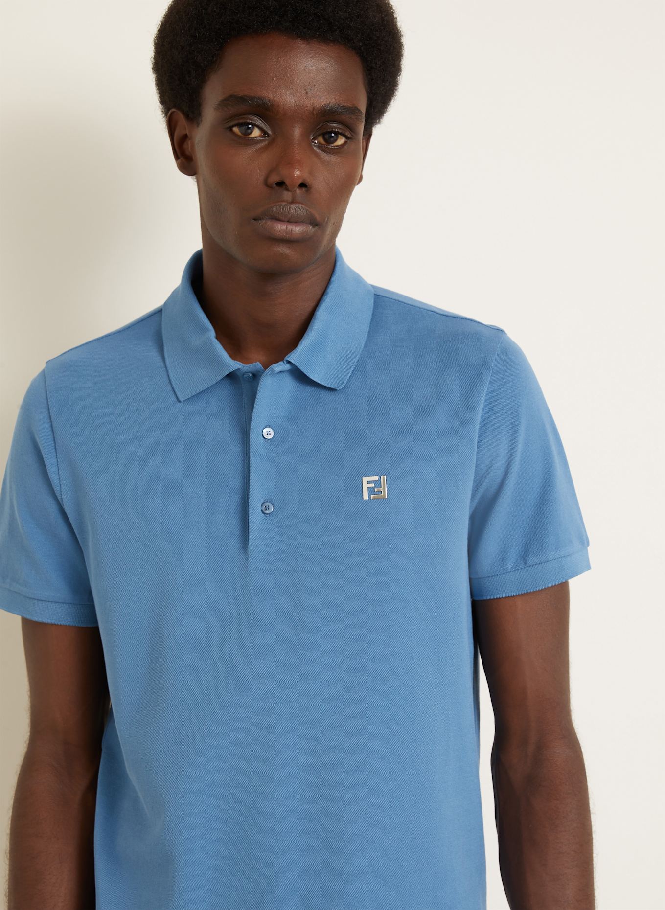 FENDI Koszulka polo z piki regular fit: SZARONIEBIESKI
