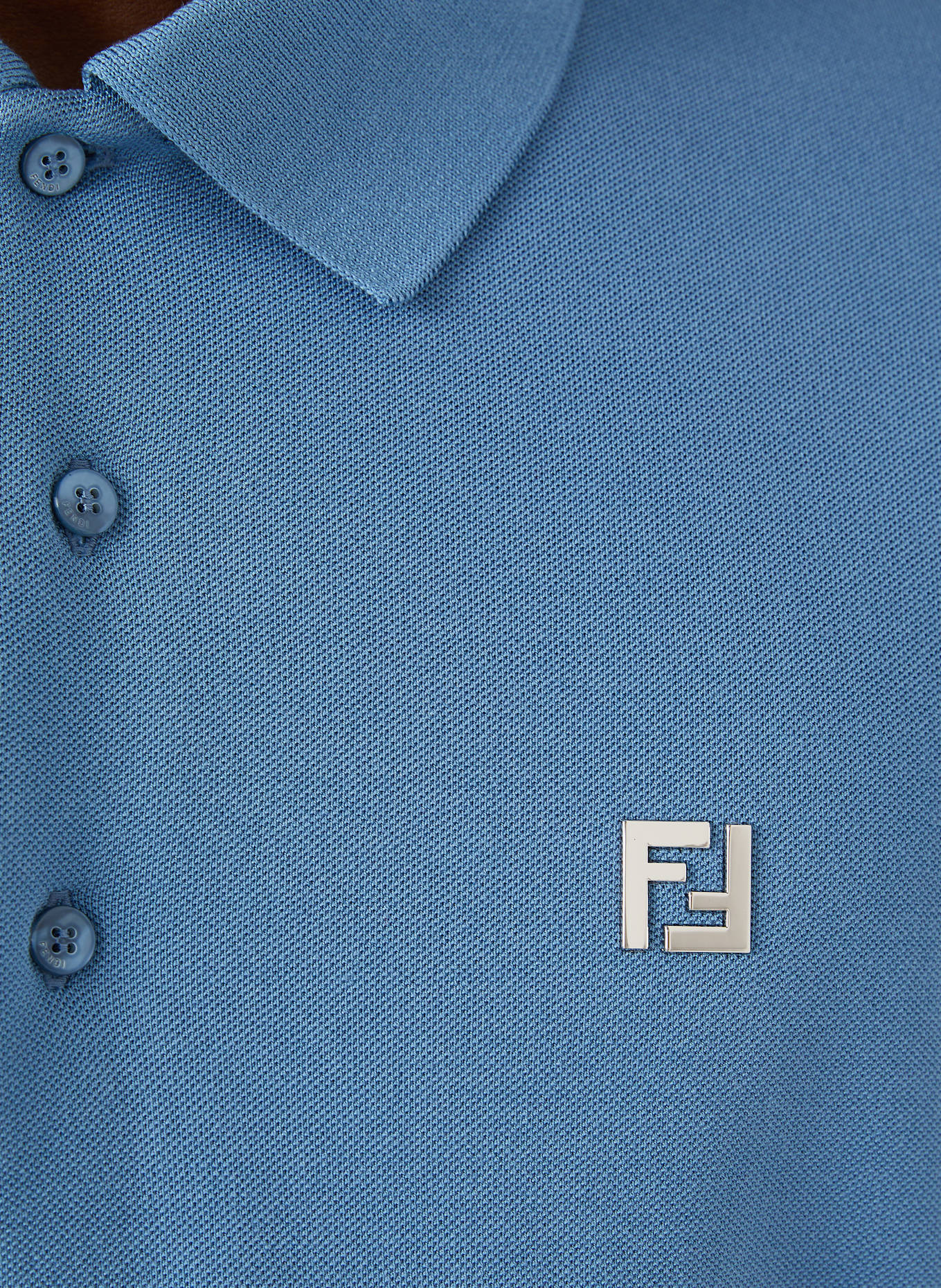 FENDI Koszulka polo z piki regular fit: SZARONIEBIESKI