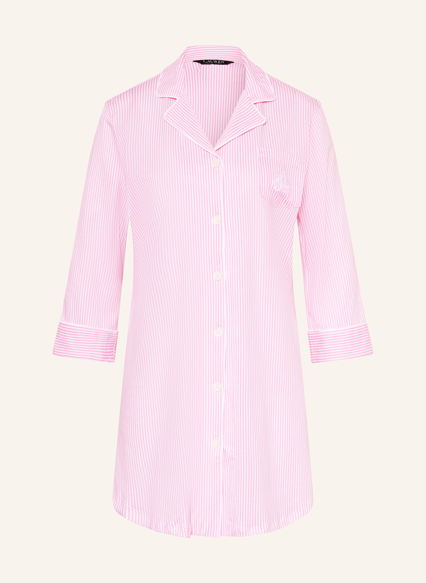 LAUREN RALPH LAUREN Nachthemd mit 3/4-Arm : WEISS/ PINK