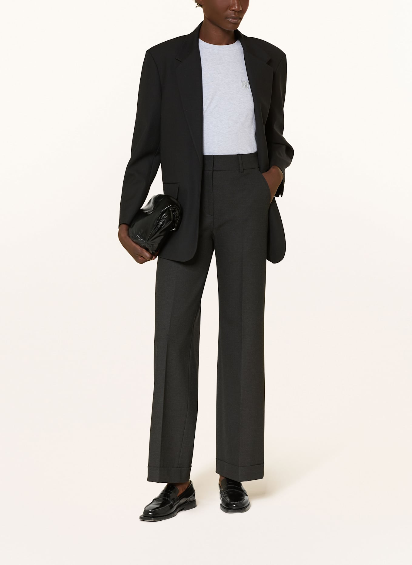 CAMBIO Wide leg trousers GRACE: DARK GRAY