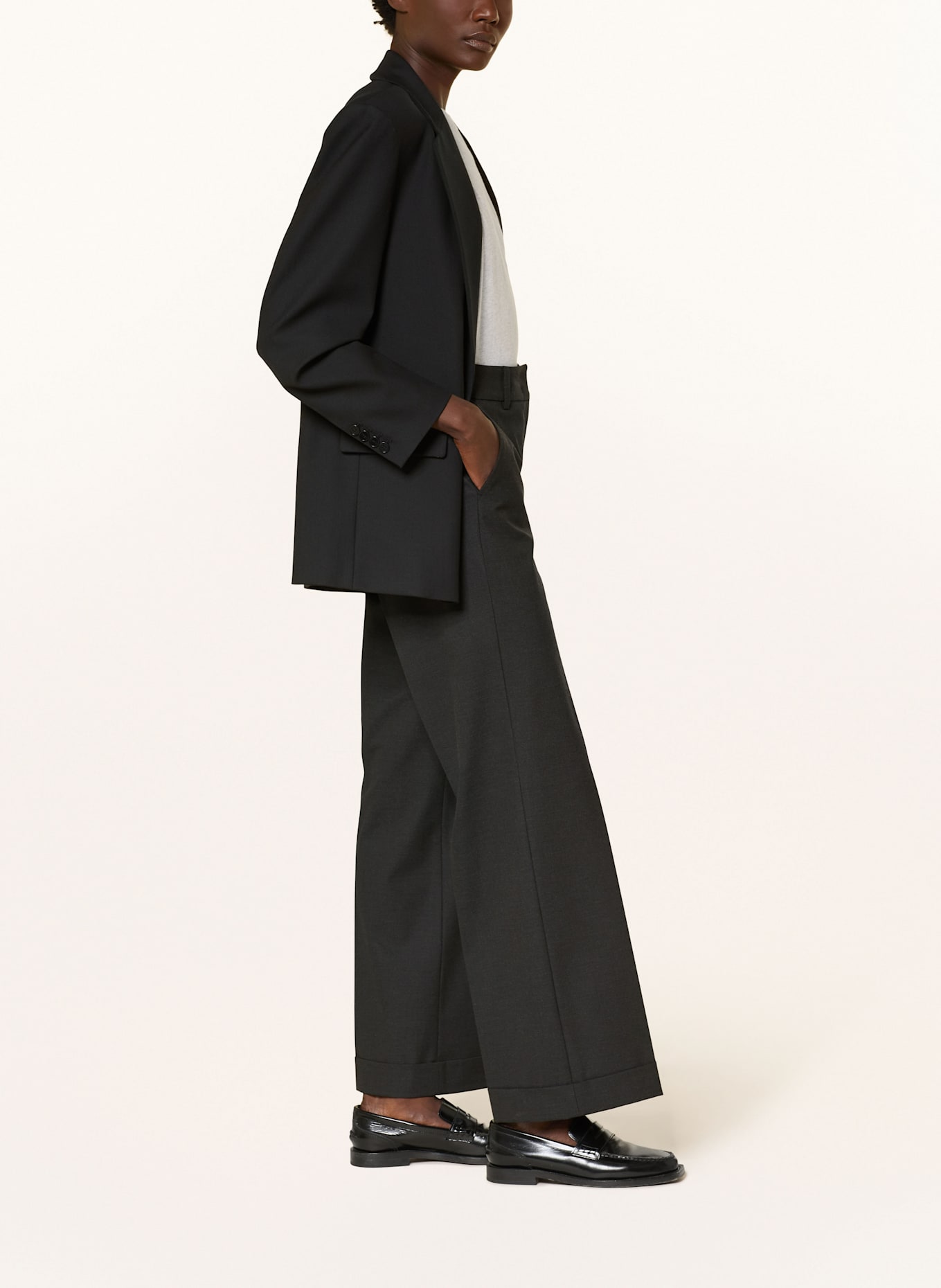 CAMBIO Wide leg trousers GRACE: DARK GRAY