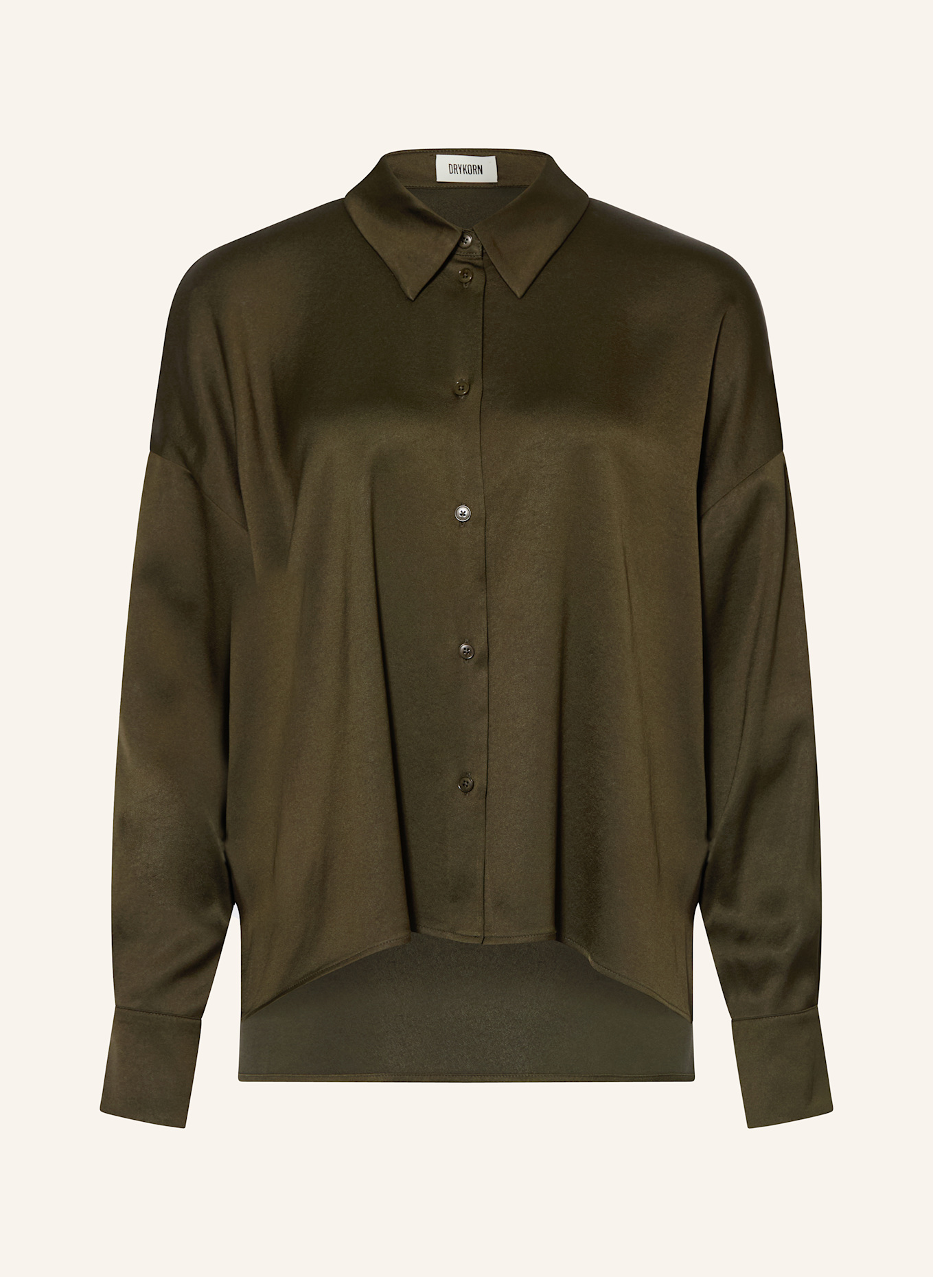 DRYKORN Hemdbluse CLOELIA aus Satin: DUNKELGRÜN