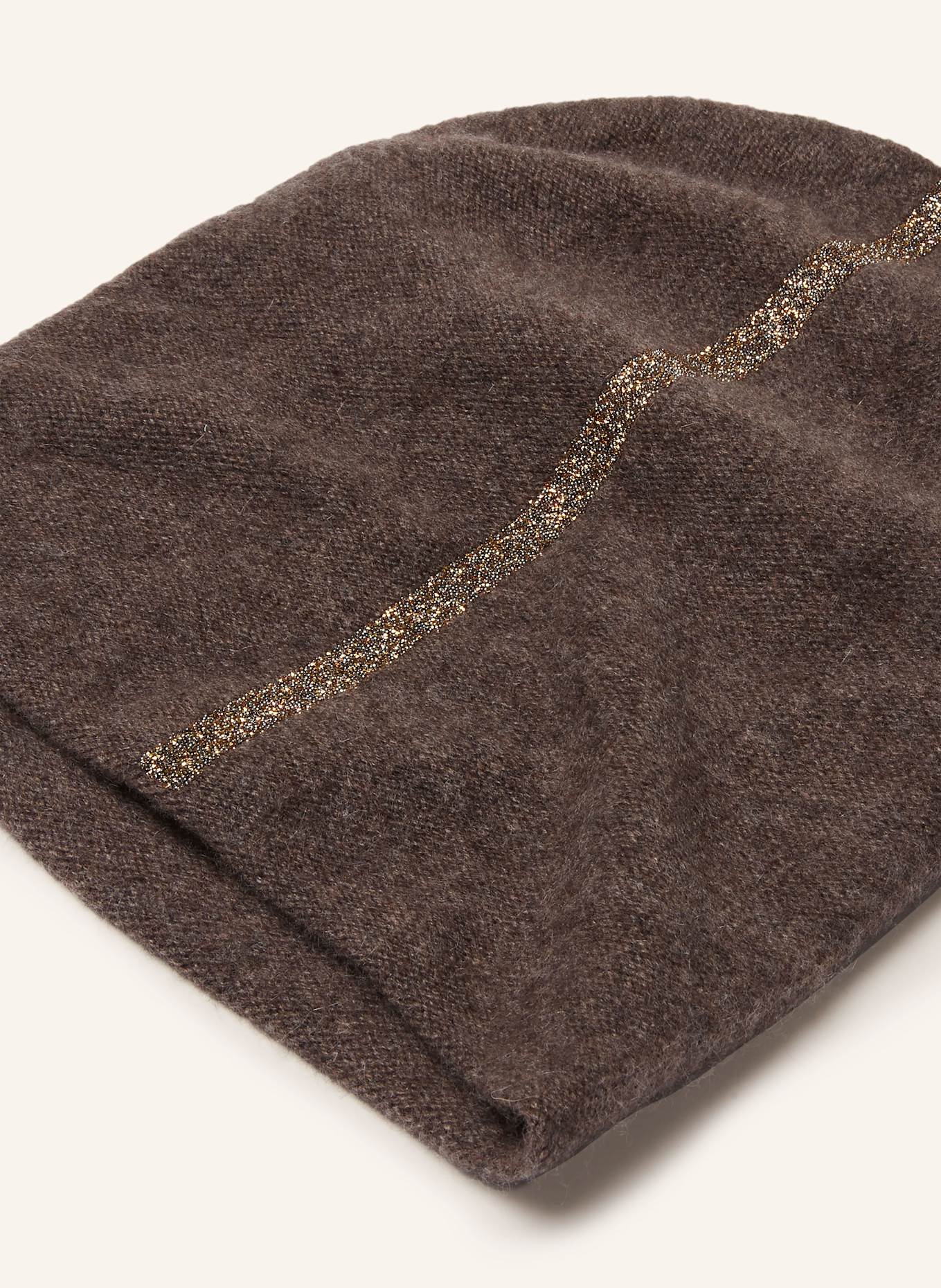 HURRAY Kašmírová čepice s ozdobnými kamínky: ČERNOŠEDÁ