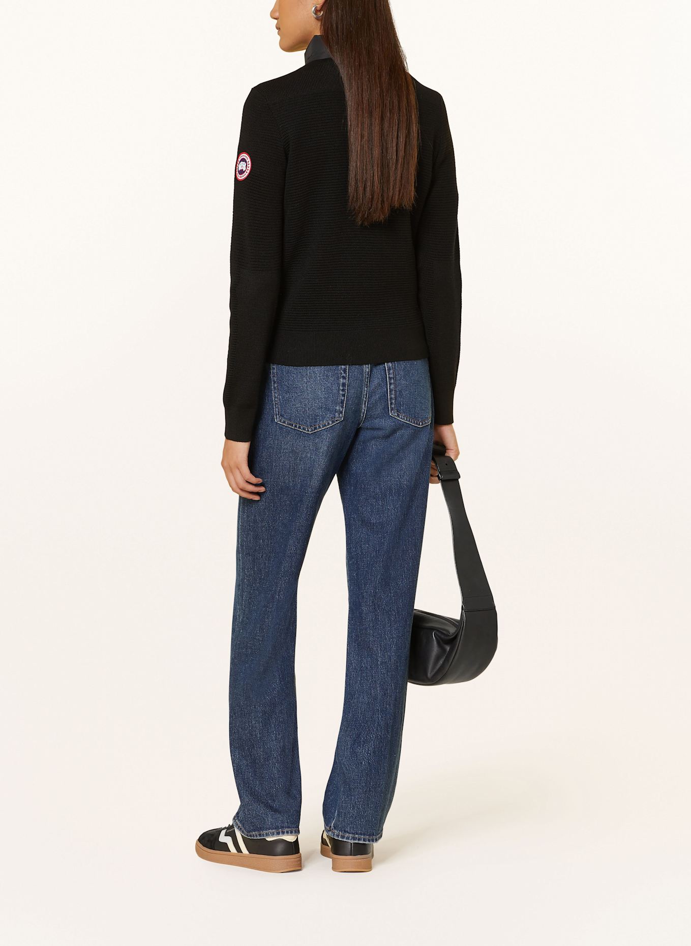 CANADA GOOSE Pletený kabátek HYBRIDGE ze směsi materiálů: ČERNÁ