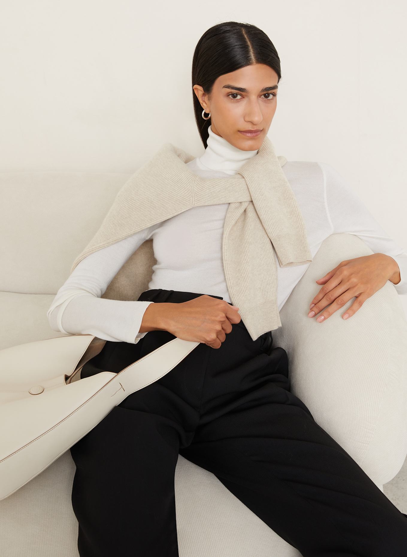 BRUNELLO CUCINELLI Cashmere-Pullover mit Seide: ECRU