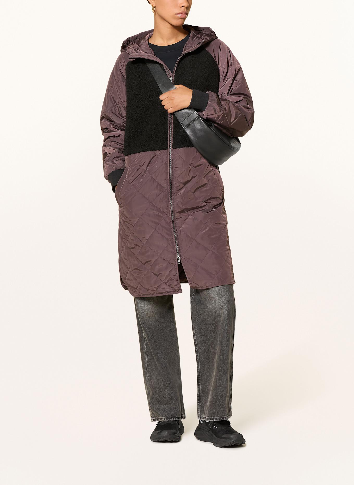 MSCH COPENHAGEN Steppmantel MSCHADELYN KIARA im Materialmix: TAUPE / SCHWARZ