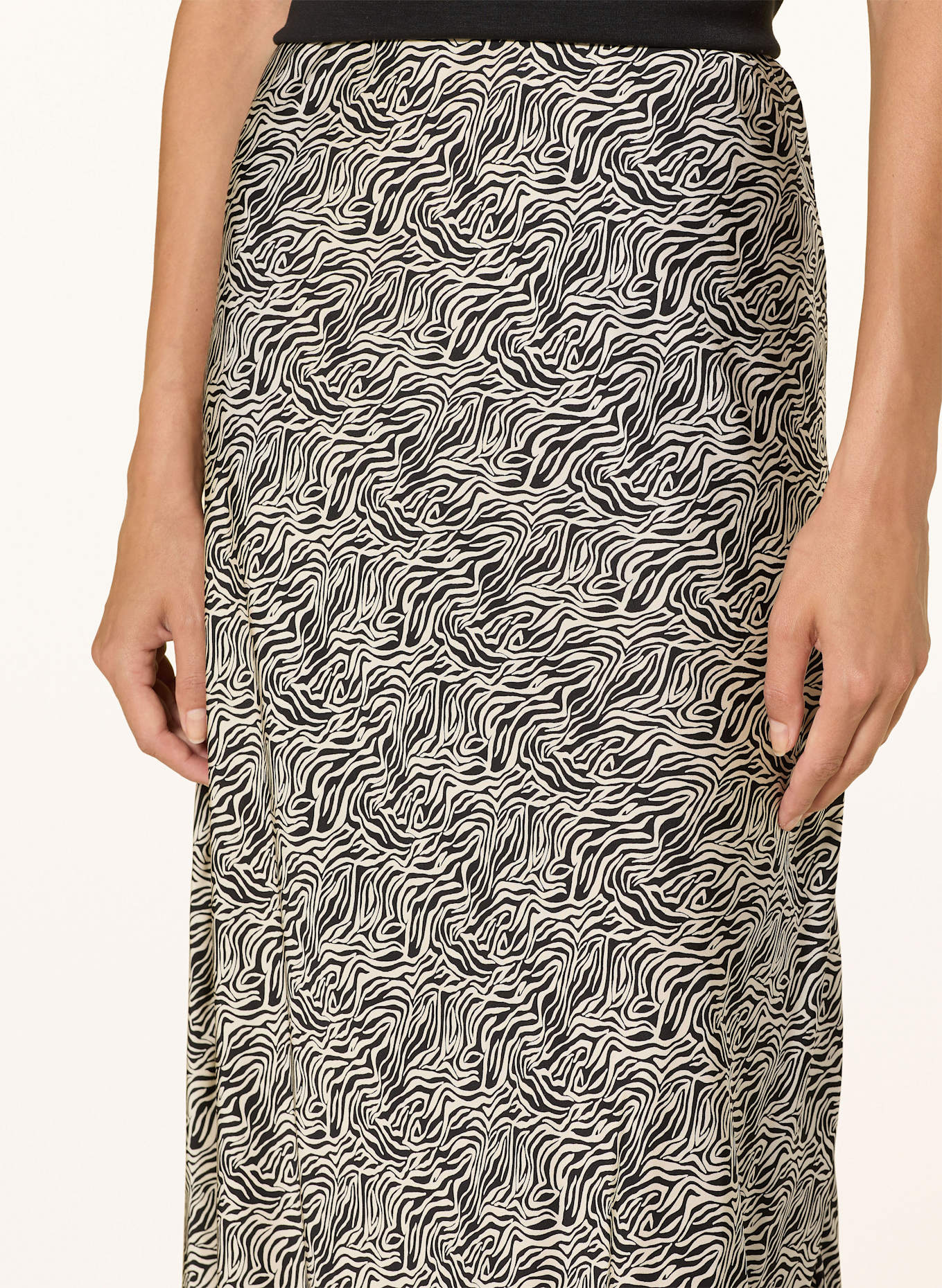 MSCH COPENHAGEN Satinrock MSCHCLARETTE: SCHWARZ / ECRU