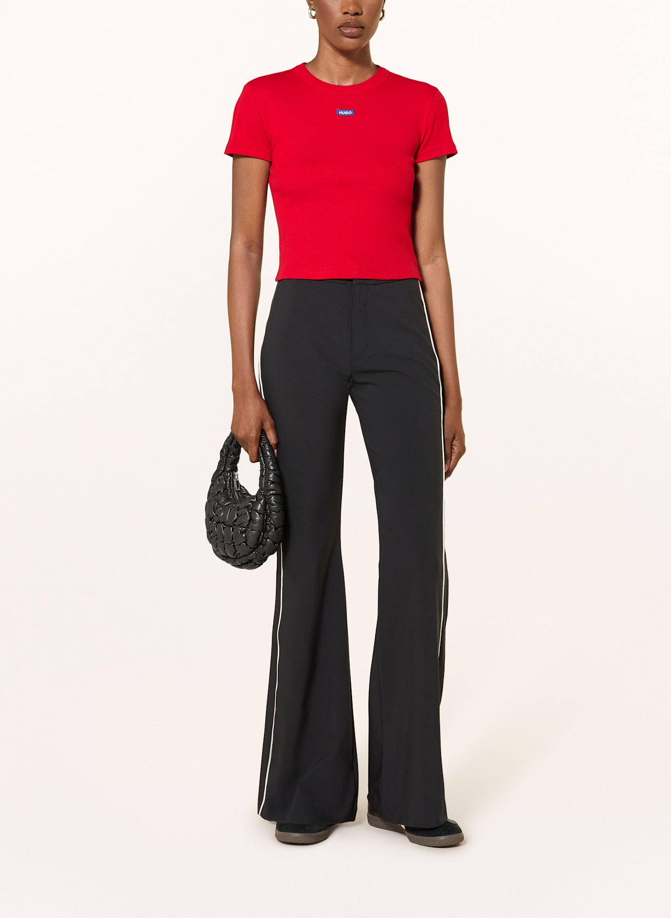 HUGO Cropped-Shirt: ROT