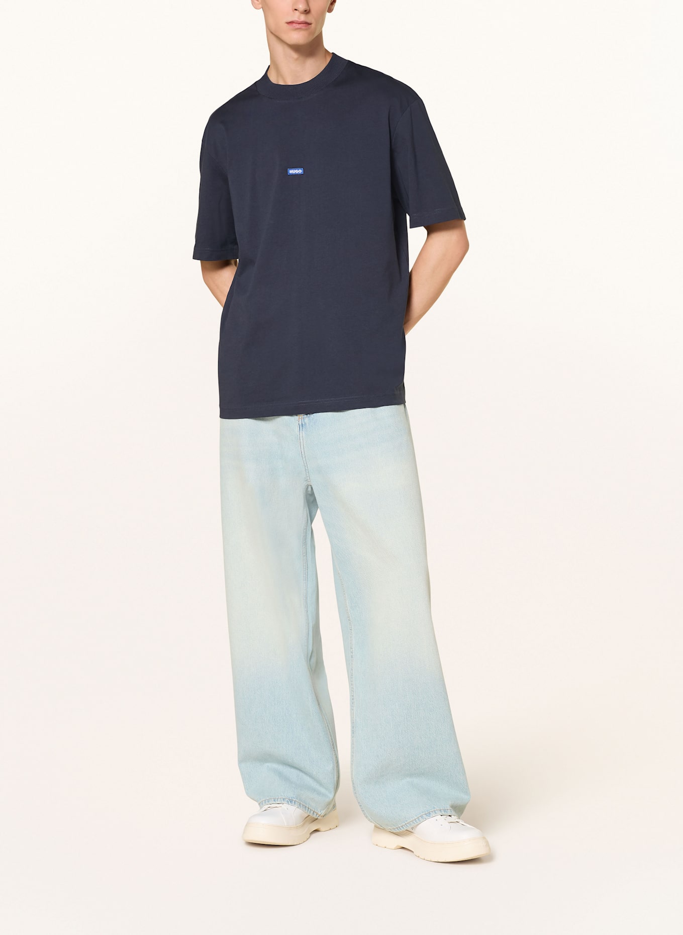 HUGO T-Shirt NIEROS: DUNKELBLAU