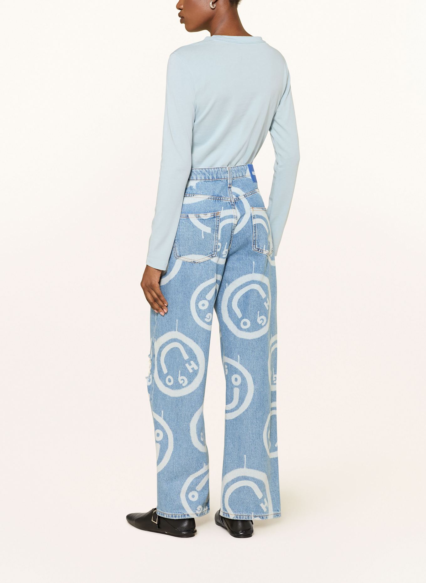 HUGO Longsleeve DALIRIA: HELLBLAU