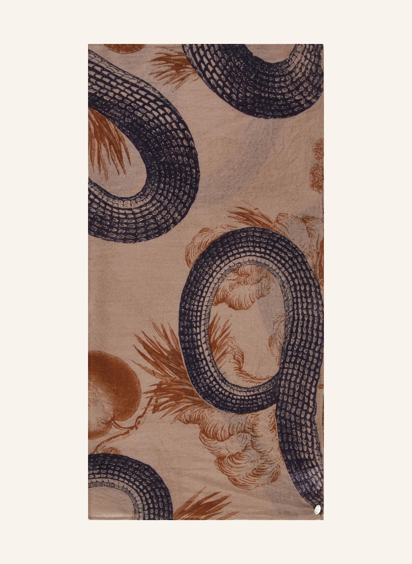 friendly hunting Cashmere-Tuch FELTED GARDEN OF EDEN: BEIGE / DUNKELBLAU