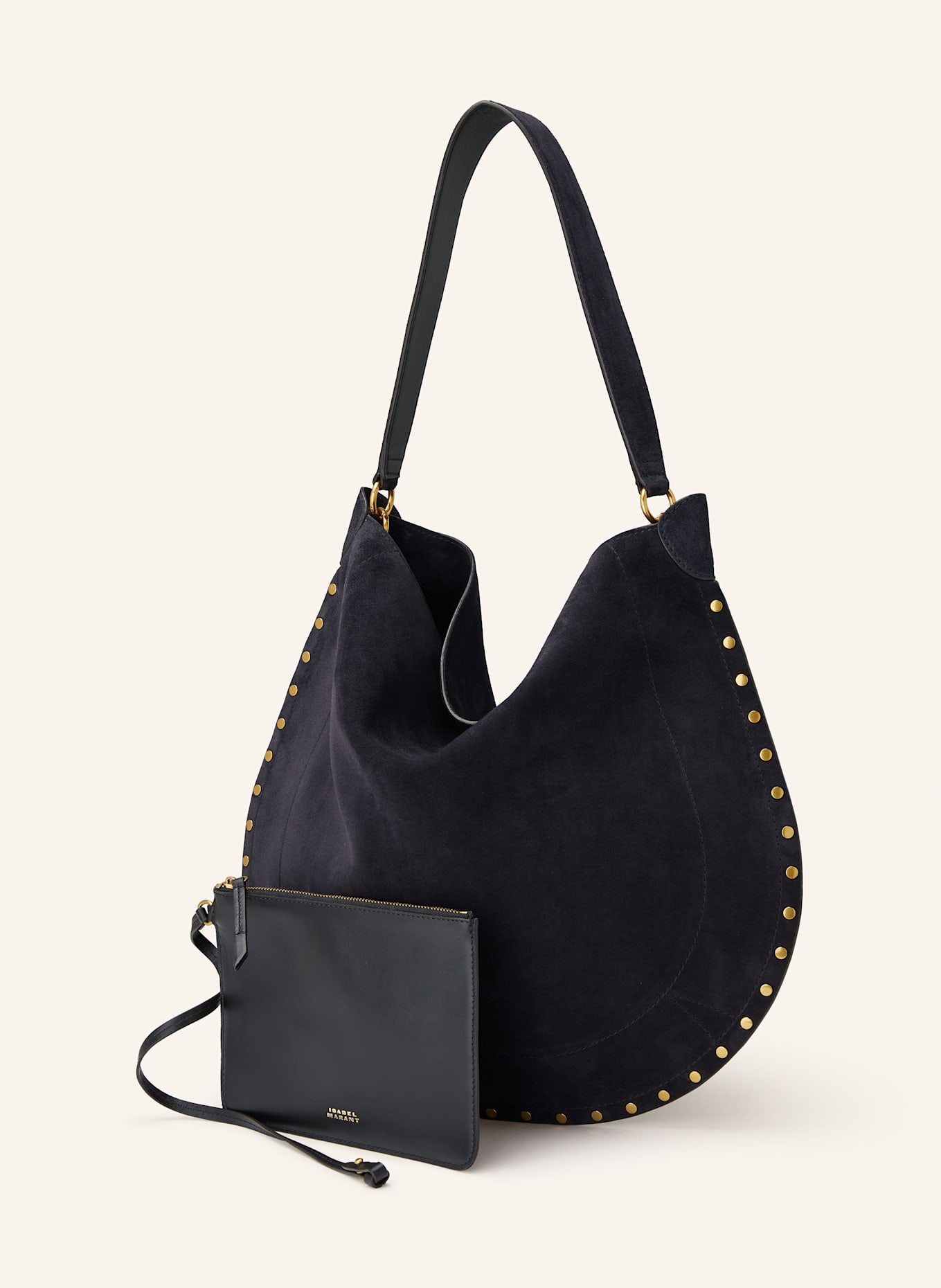 ISABEL MARANT Shopper OSKAN mit Pouch und Nieten: SCHWARZ