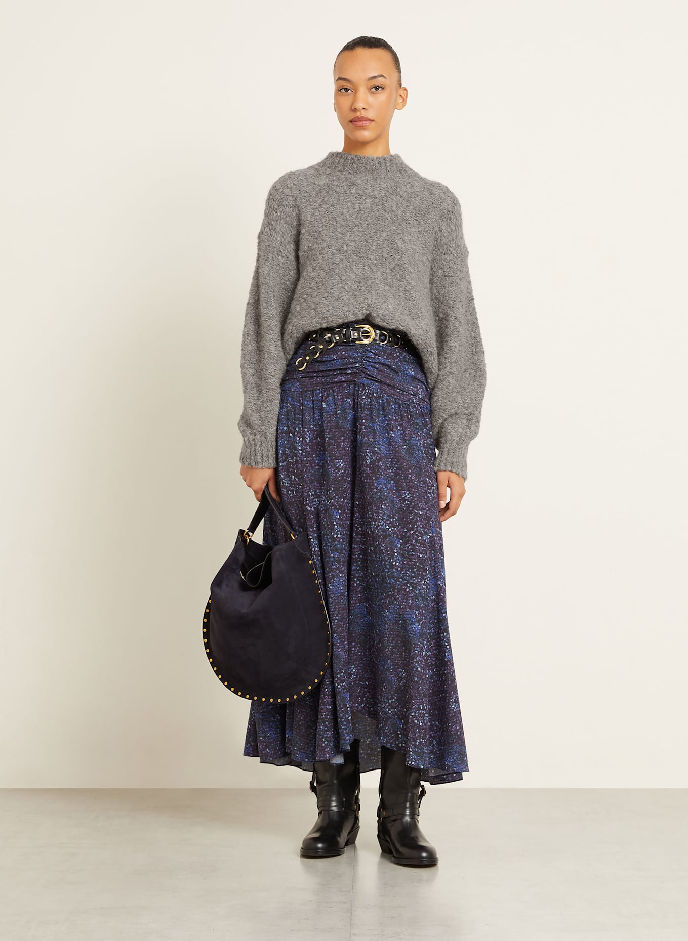 ISABEL MARANT Shopper OSKAN mit Pouch und Nieten: SCHWARZ