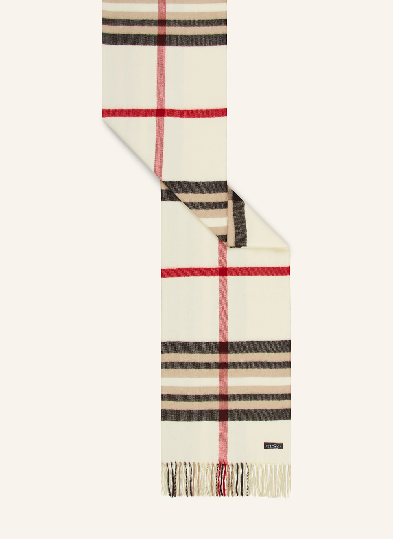 FRAAS Schal: ECRU / SCHWARZ / ROT