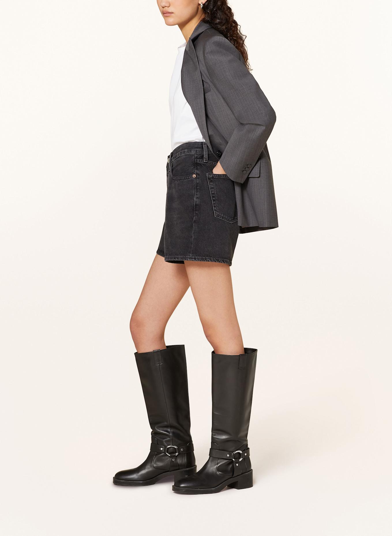 AGOLDE V-WAIST SHORT denim shorts: bounce worn blk vint