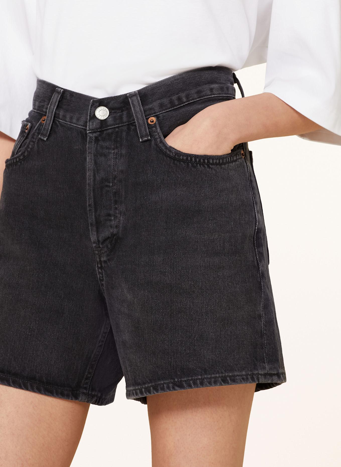 AGOLDE V-WAIST SHORT denim shorts: bounce worn blk vint