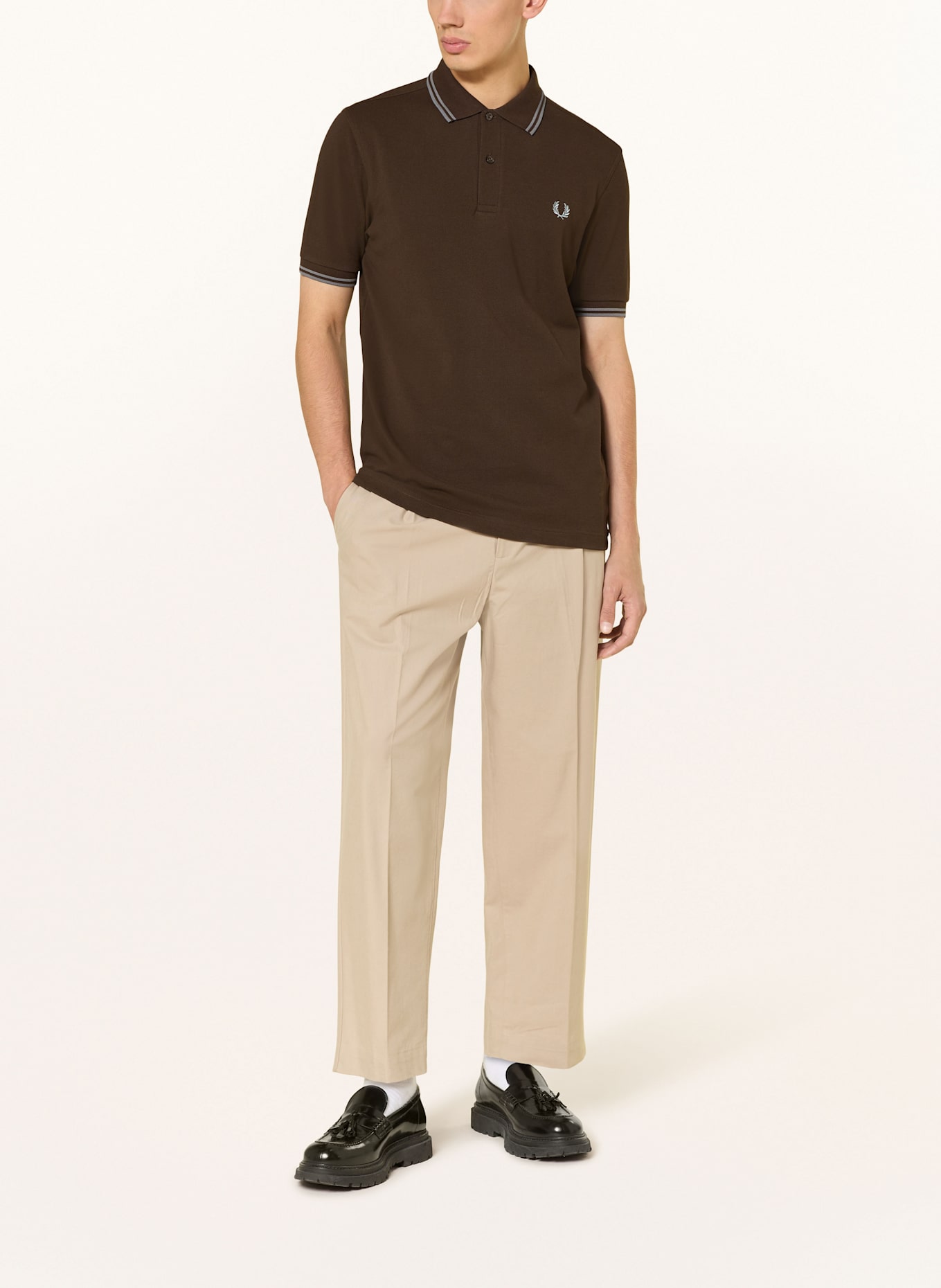 FRED PERRY Piqué-Poloshirt: DUNKELBRAUN
