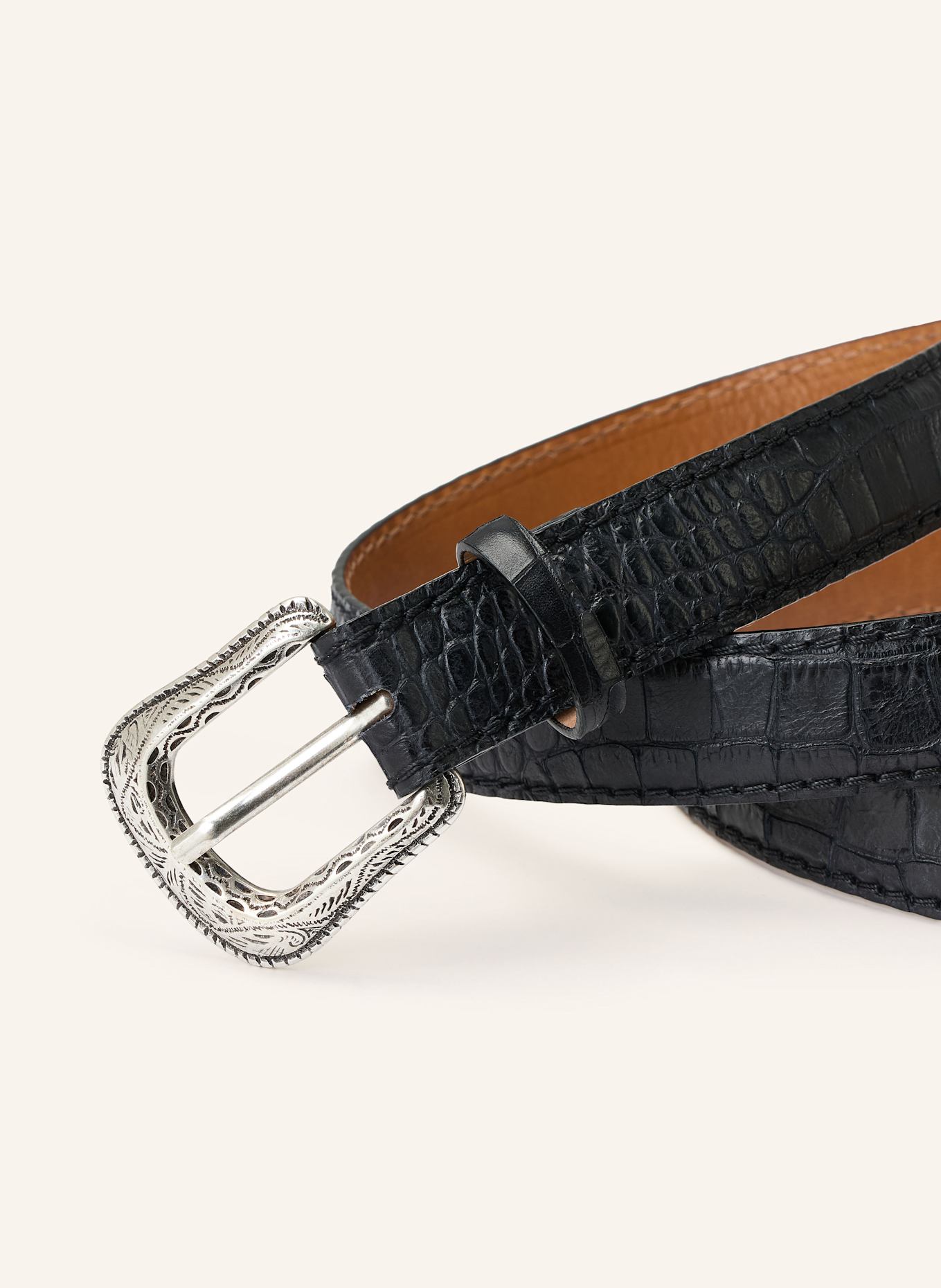 Reptile's House Ledergürtel LOUISIANA: SCHWARZ