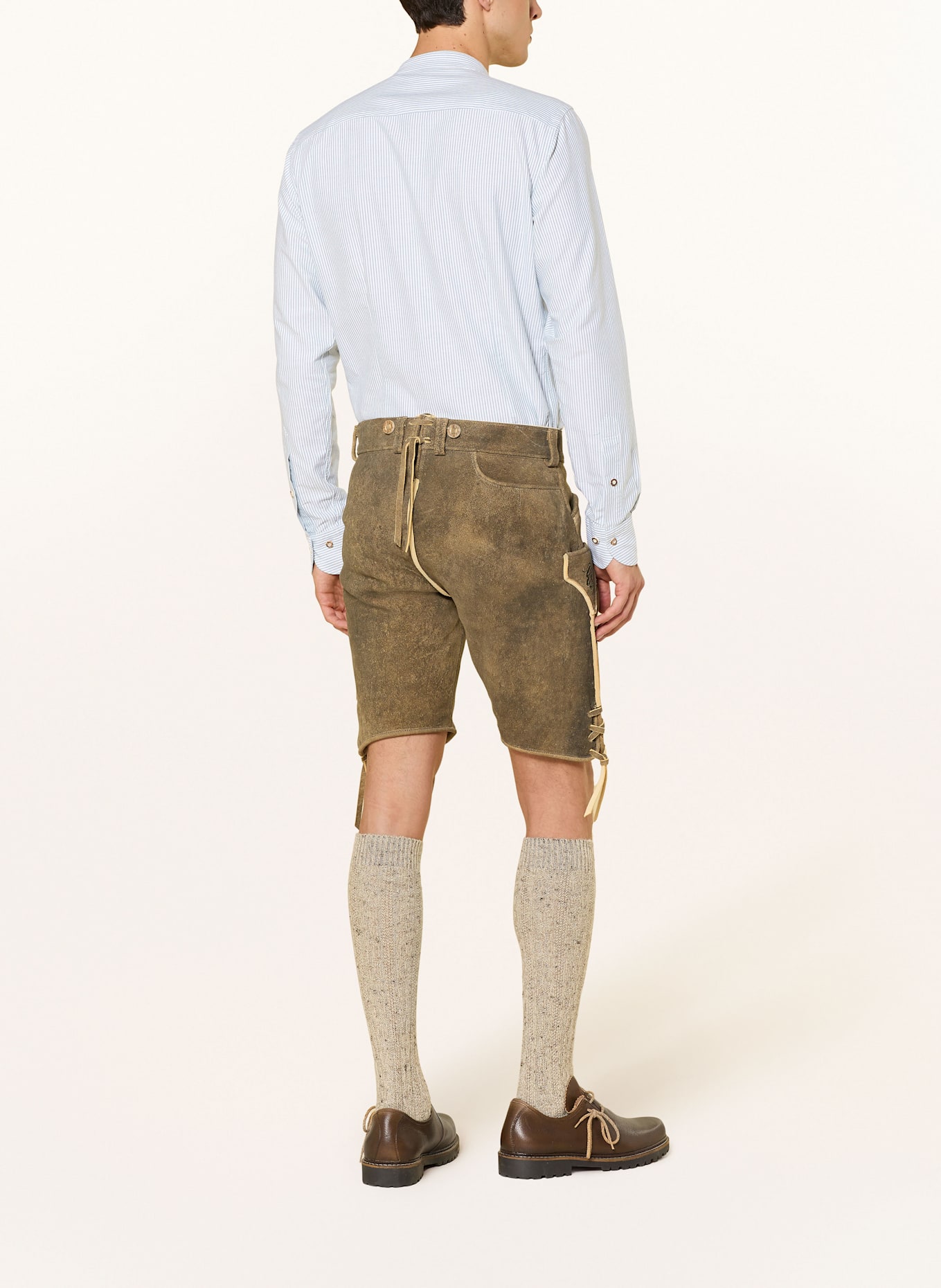 DU4 Chemise traditionnelle HANSI coupe classique avec col montant: BLANC/ VERT