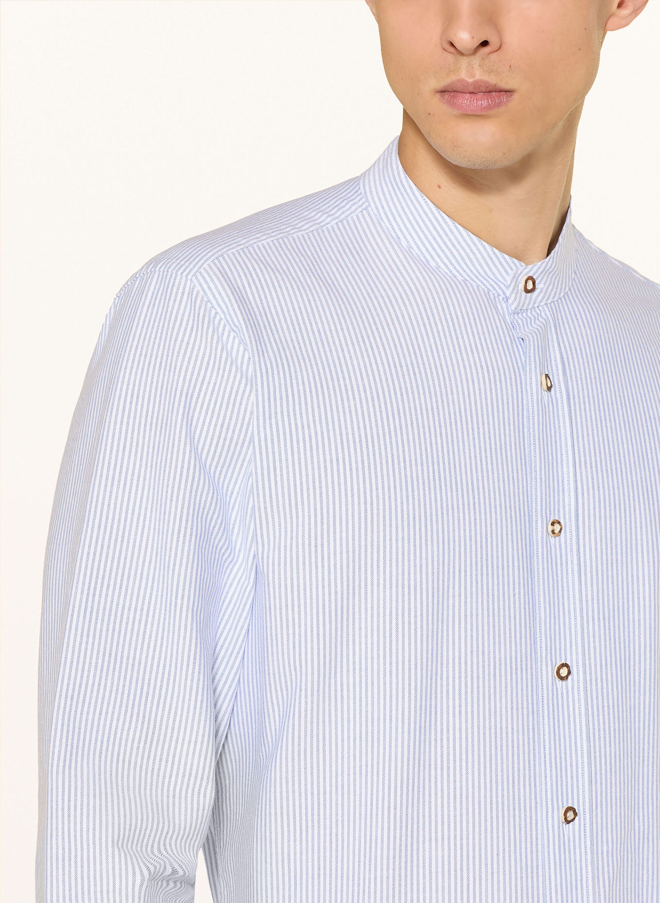 DU4 Trachtenhemd HANSI Regular Fit mit Stehkragen: HELLBLAU / WEISS