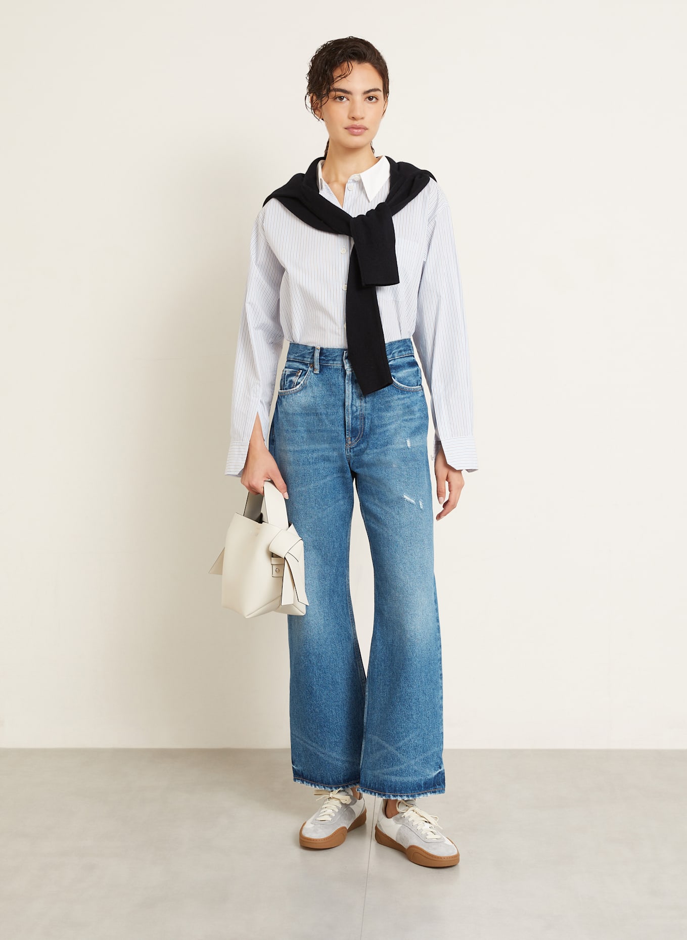 Acne Studios Wide Leg Jeans: MID BLUE