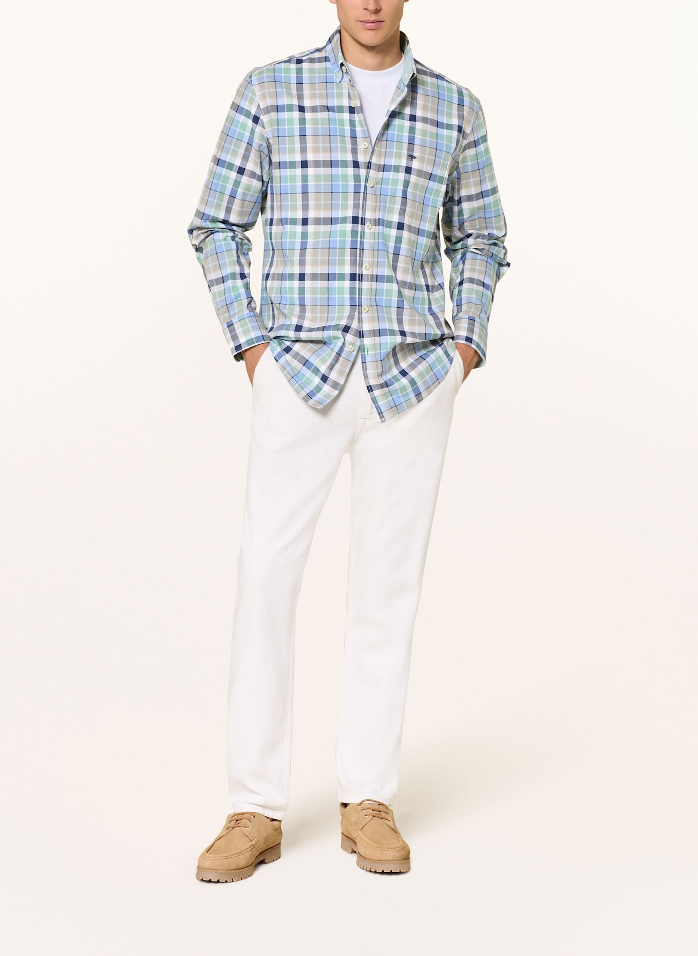 FYNCH-HATTON Oxfordhemd Regular Fit: HELLBLAU / HELLGRÜN / BEIGE