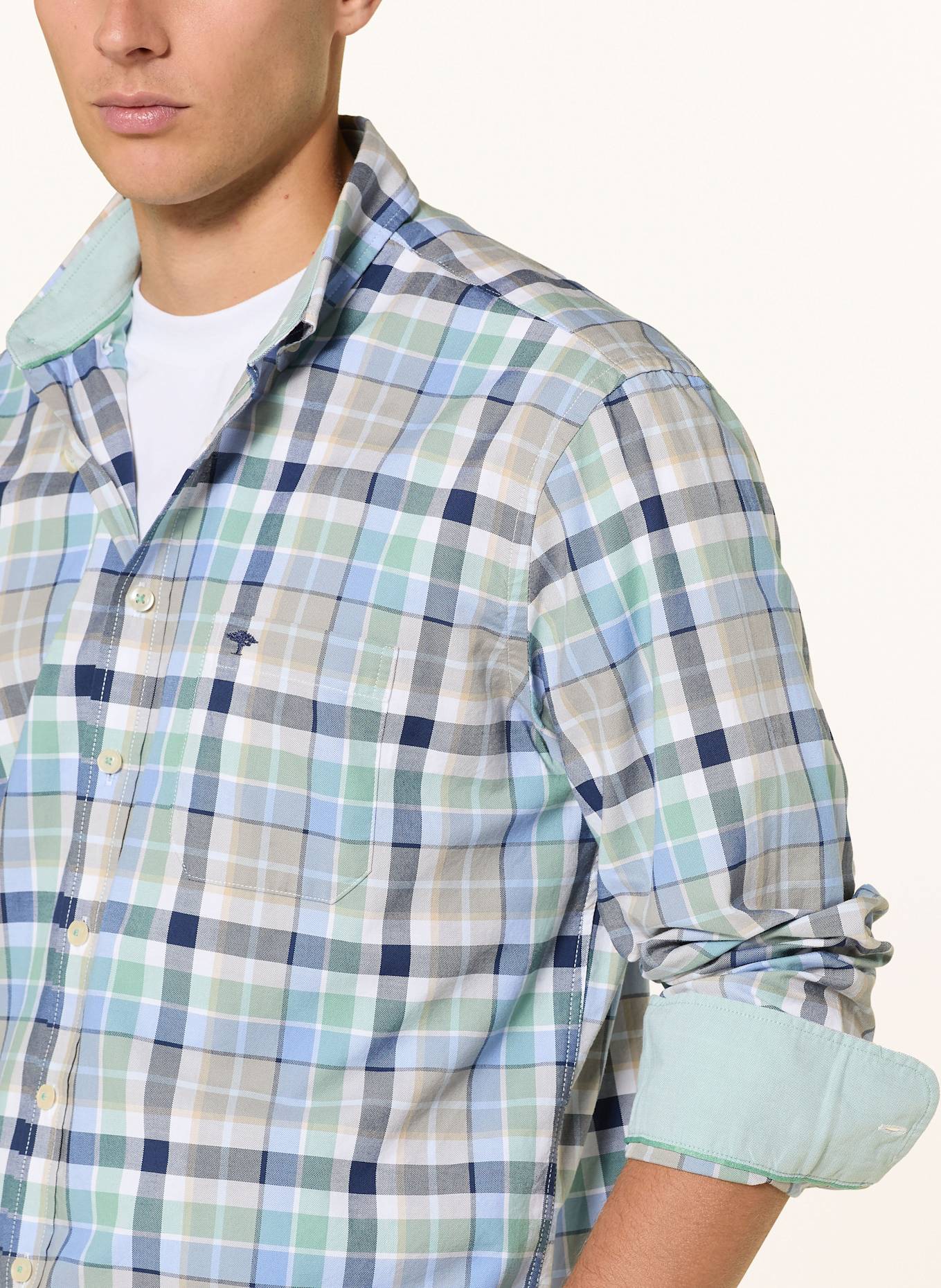 FYNCH-HATTON Oxfordhemd Regular Fit: HELLBLAU / HELLGRÜN / BEIGE