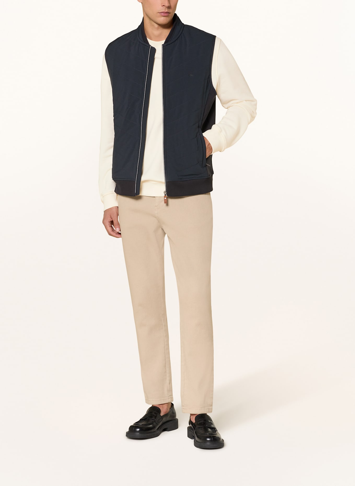 FYNCH-HATTON Weste im Materialmix: DUNKELBLAU