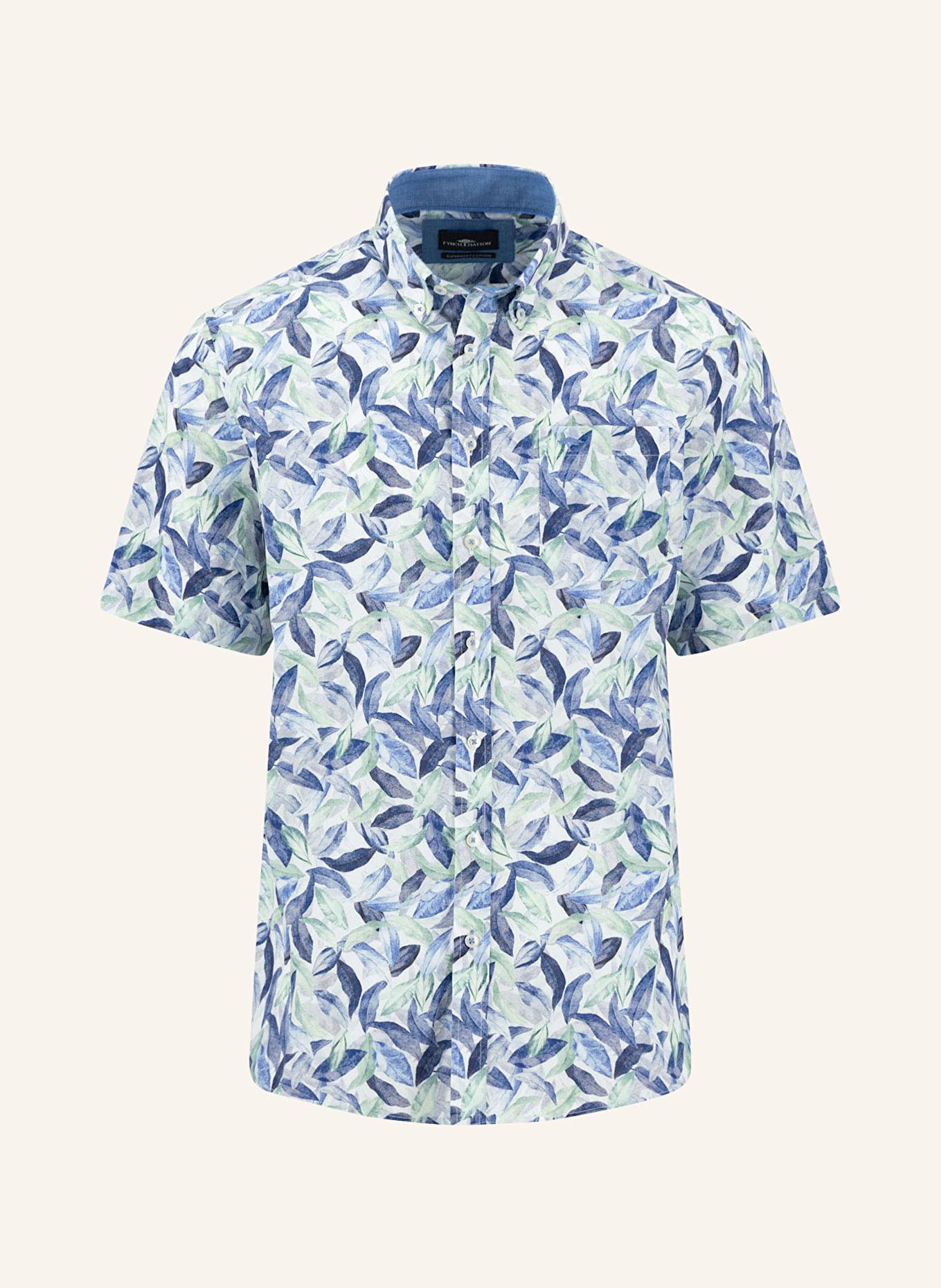FYNCH-HATTON Koszula z krótkim rękawem regular fit: NIEBIESKI / BIAŁY / JASNOZIELONY