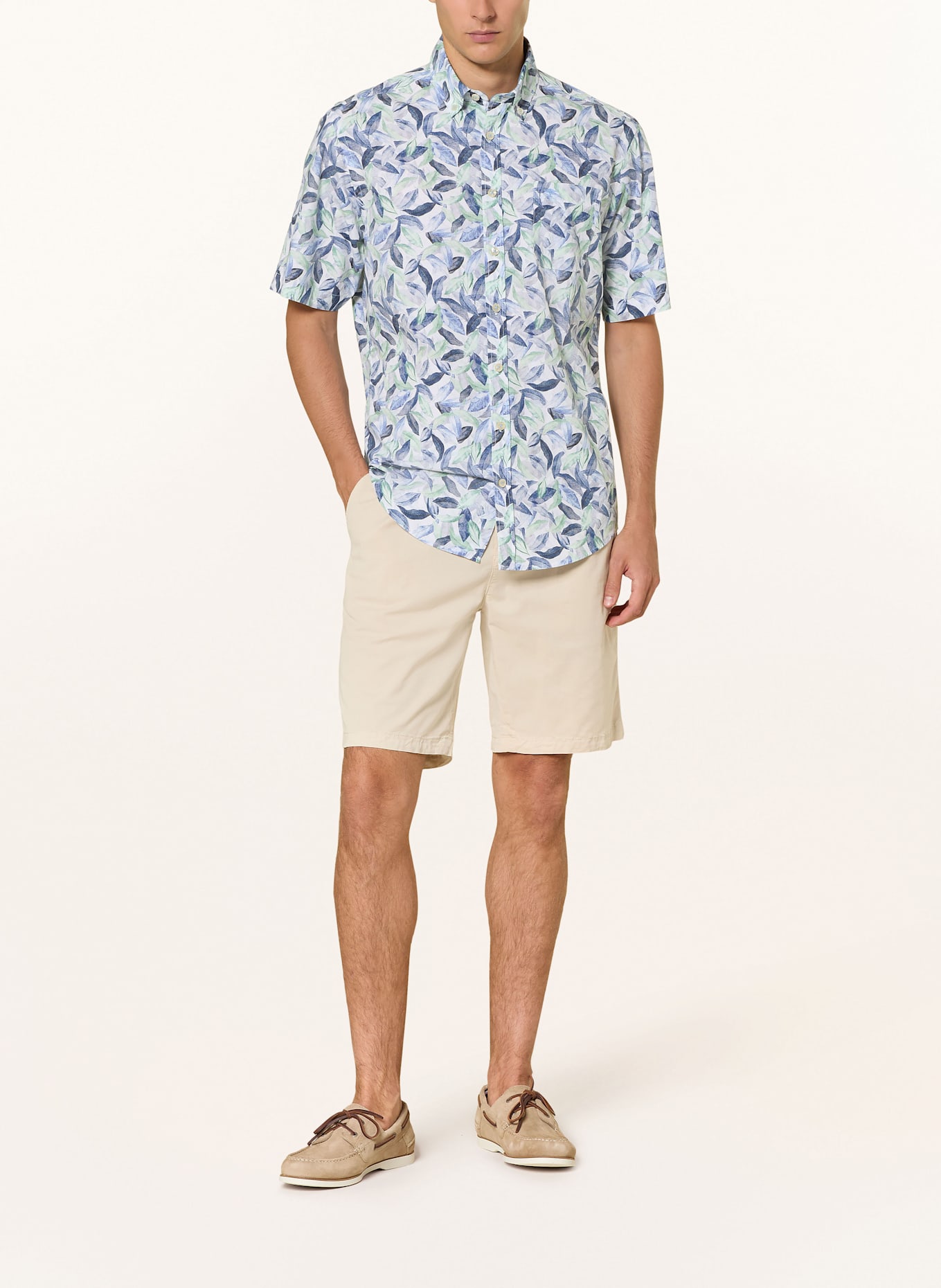 FYNCH-HATTON Koszula z krótkim rękawem regular fit: NIEBIESKI / BIAŁY / JASNOZIELONY