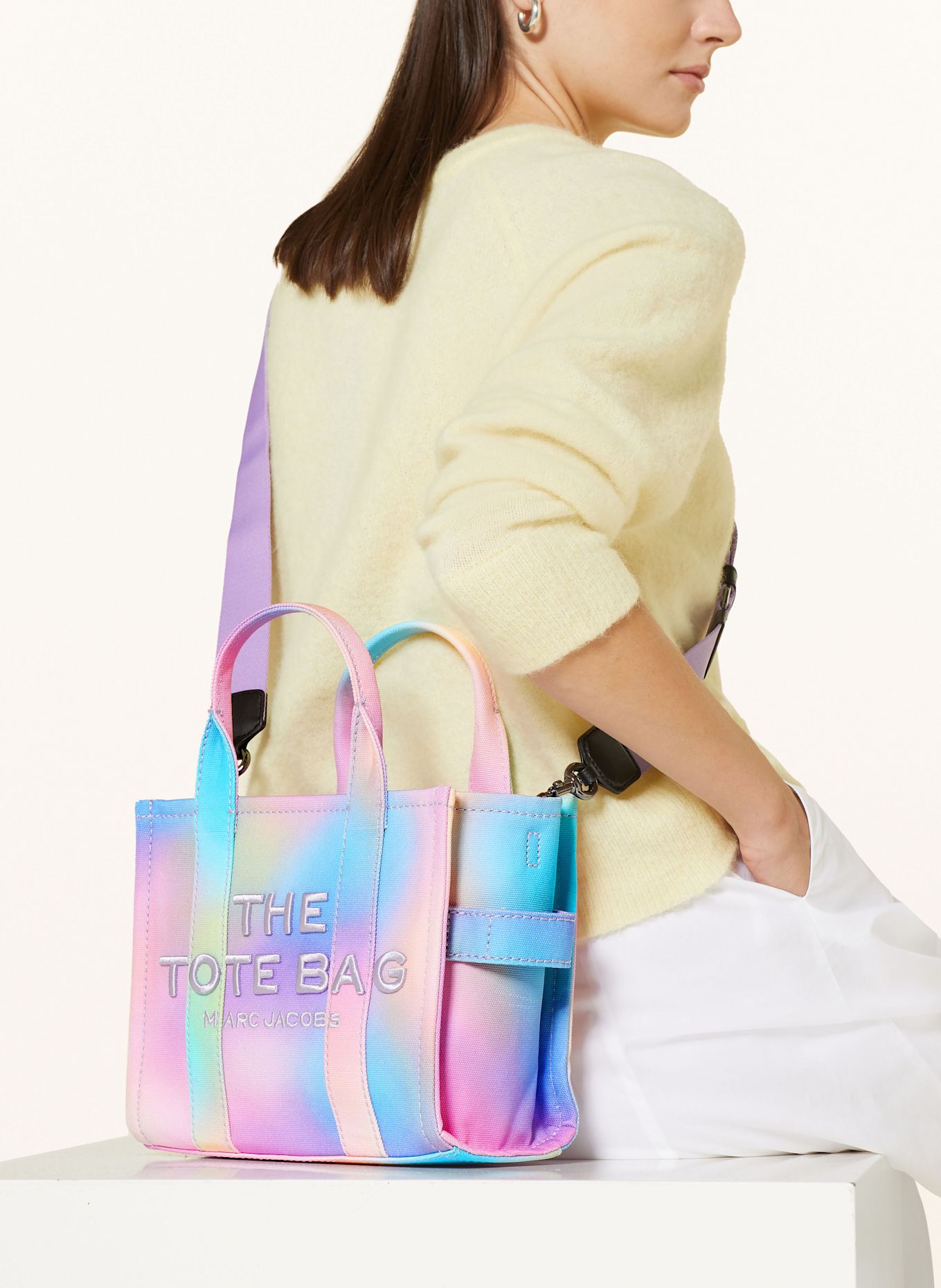 MARC JACOBS Handbag THE SMALL TOTE BAG CANVAS: PINK / TURQUOISE / PURPLE