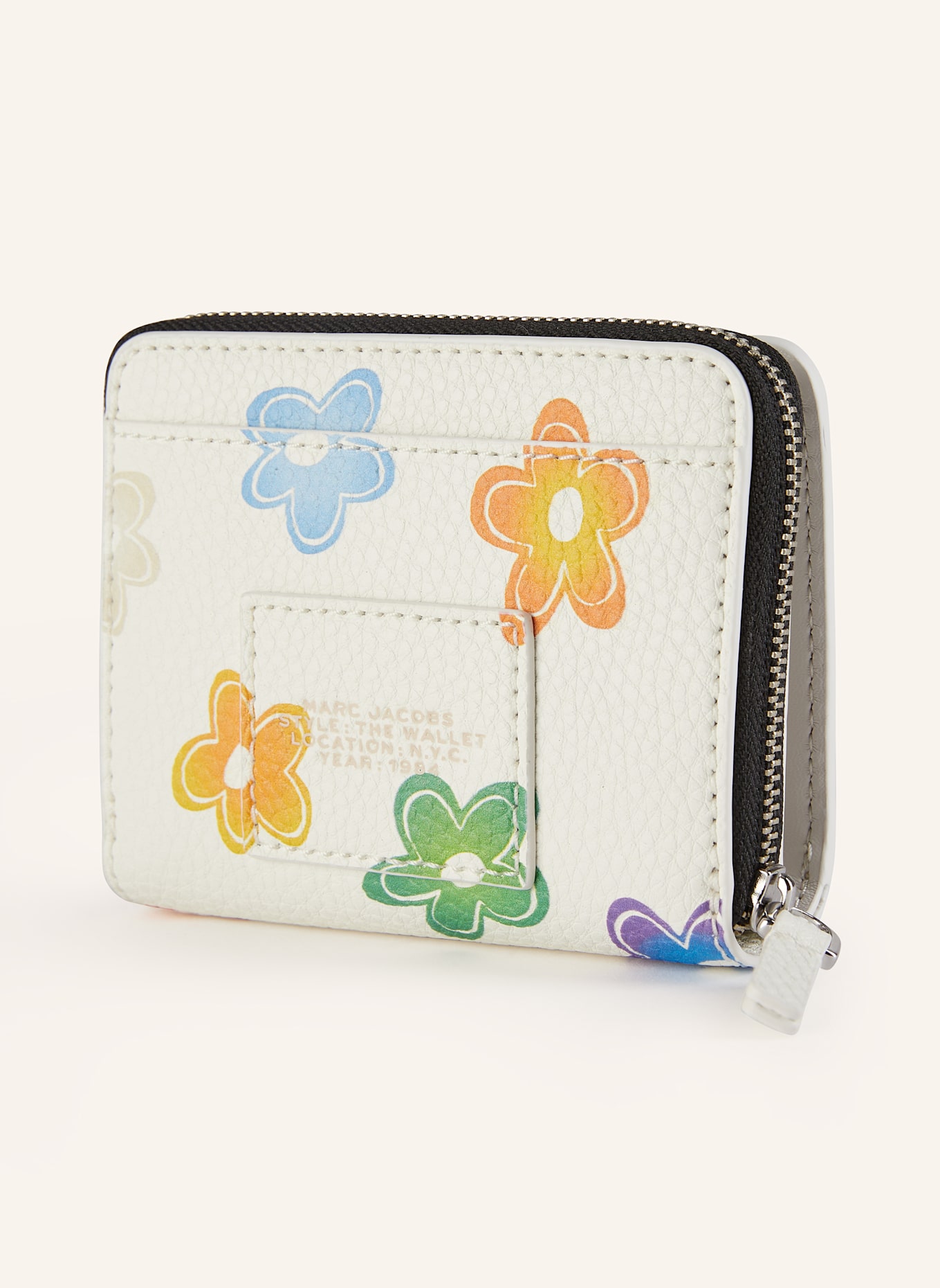 MARC JACOBS Portfel THE WILD DAISY MINI COMPACT WALLET: BIAŁY / JASNOZIELONY / CIEMNOŻÓŁTY