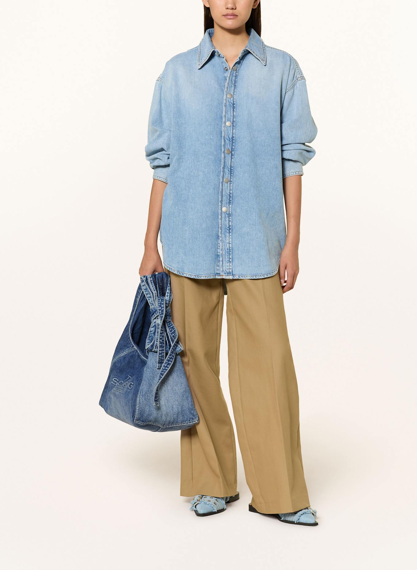 MARC JACOBS Hobo Bag THE BOW DENIM SACK BAG: BLAU