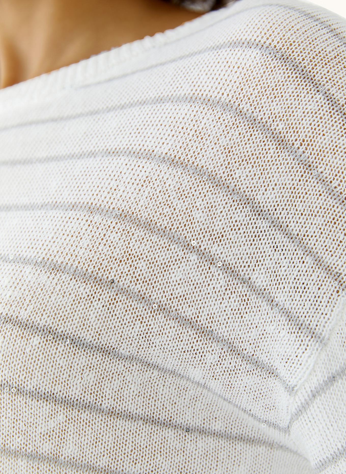 oui Strickshirt mit Pailletten und Leinen: WEISS/ GRAU