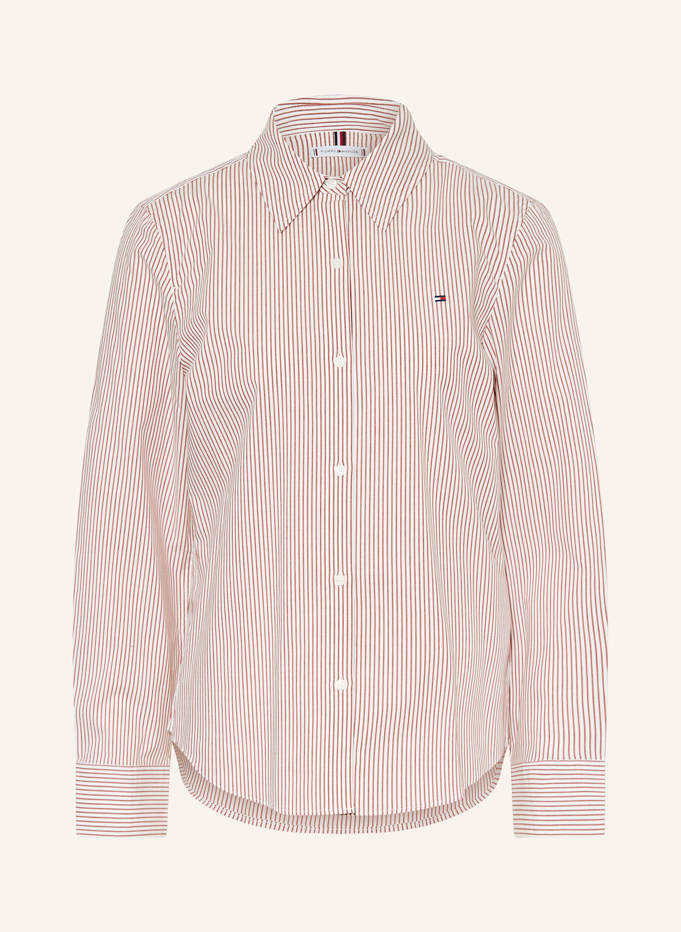 TOMMY HILFIGER Hemdbluse: WEISS / DUNKELROT