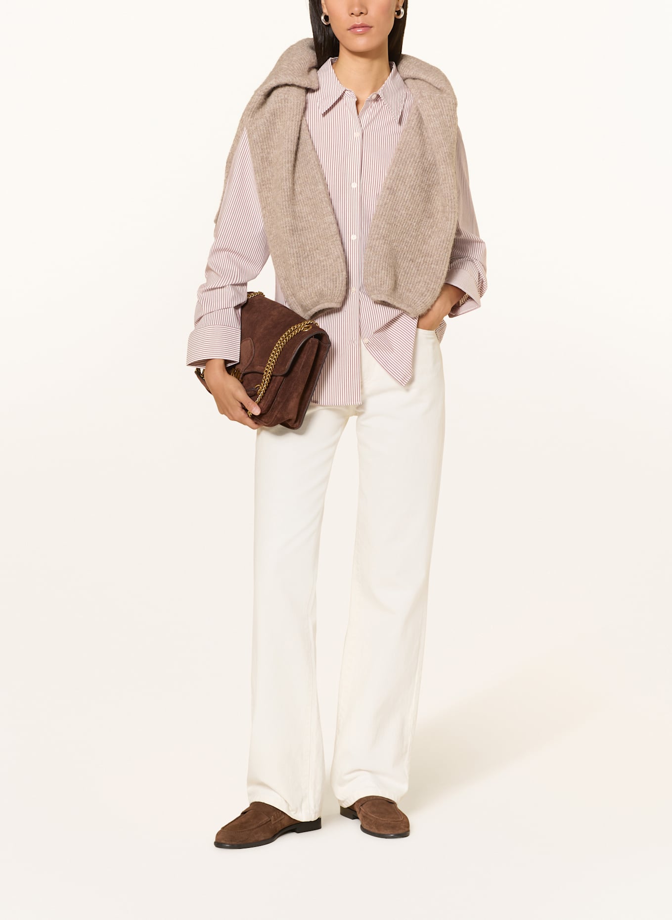 TOMMY HILFIGER Hemdbluse: WEISS / DUNKELROT