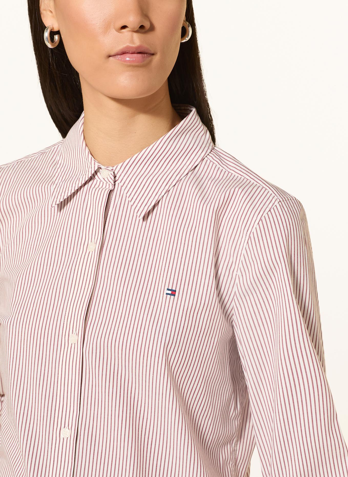 TOMMY HILFIGER Hemdbluse: WEISS / DUNKELROT