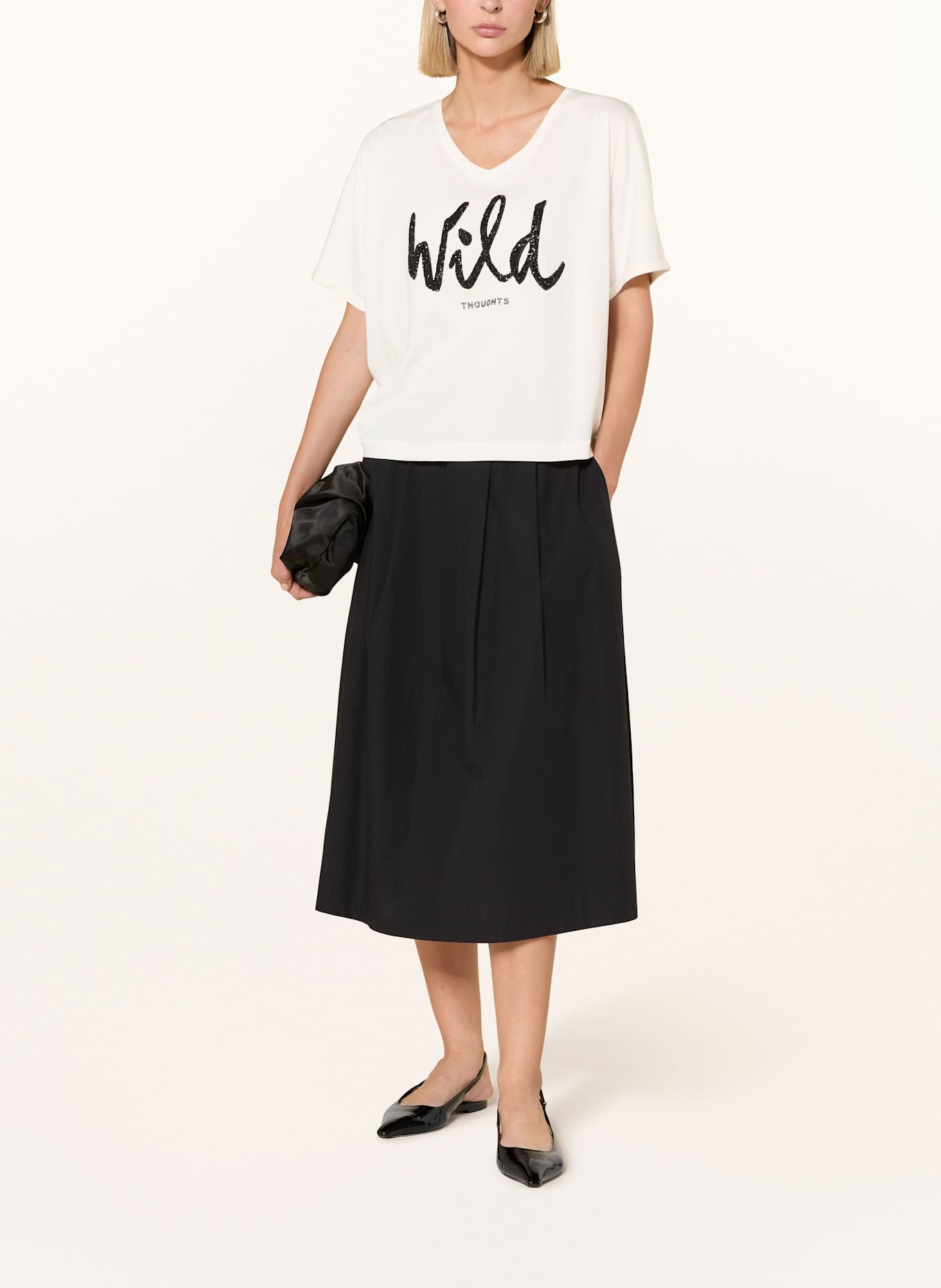 oui T-Shirt mit Schmucksteinen: WEISS