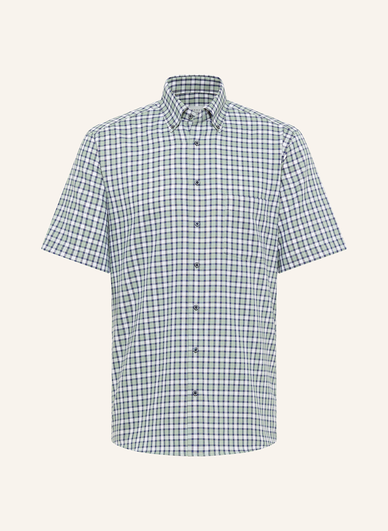 ETERNA Kurzarm-Hemd Modern Fit: HELLGRÜN / DUNKELBLAU / WEISS