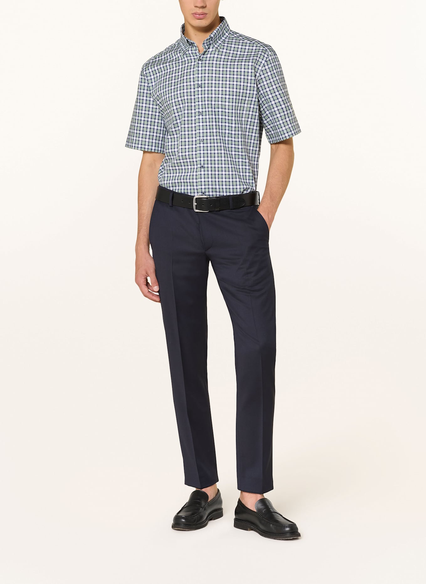 ETERNA Kurzarm-Hemd Modern Fit: HELLGRÜN / DUNKELBLAU / WEISS