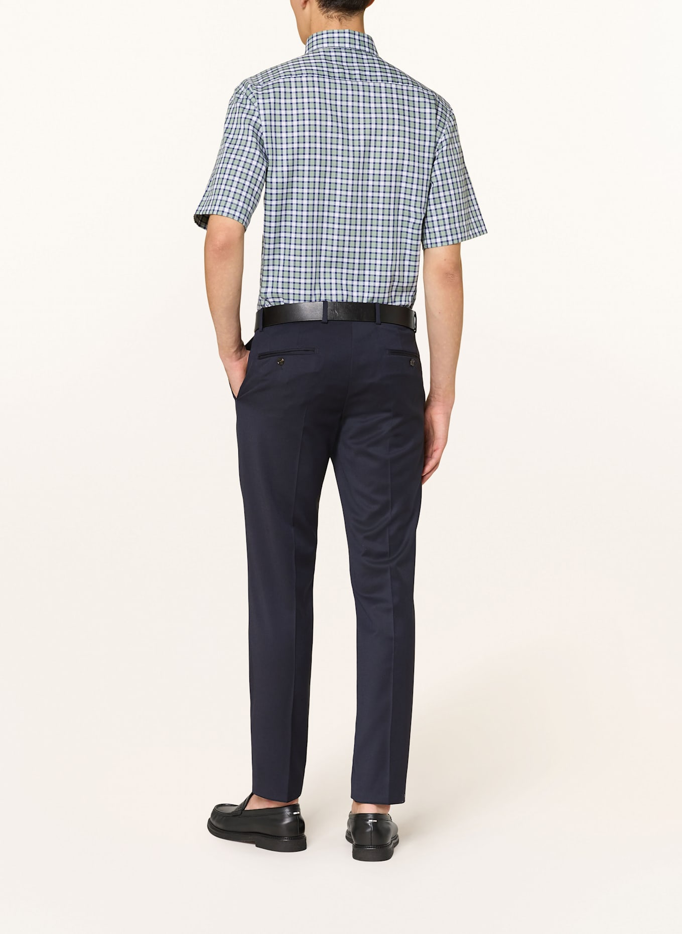 ETERNA Kurzarm-Hemd Modern Fit: HELLGRÜN / DUNKELBLAU / WEISS