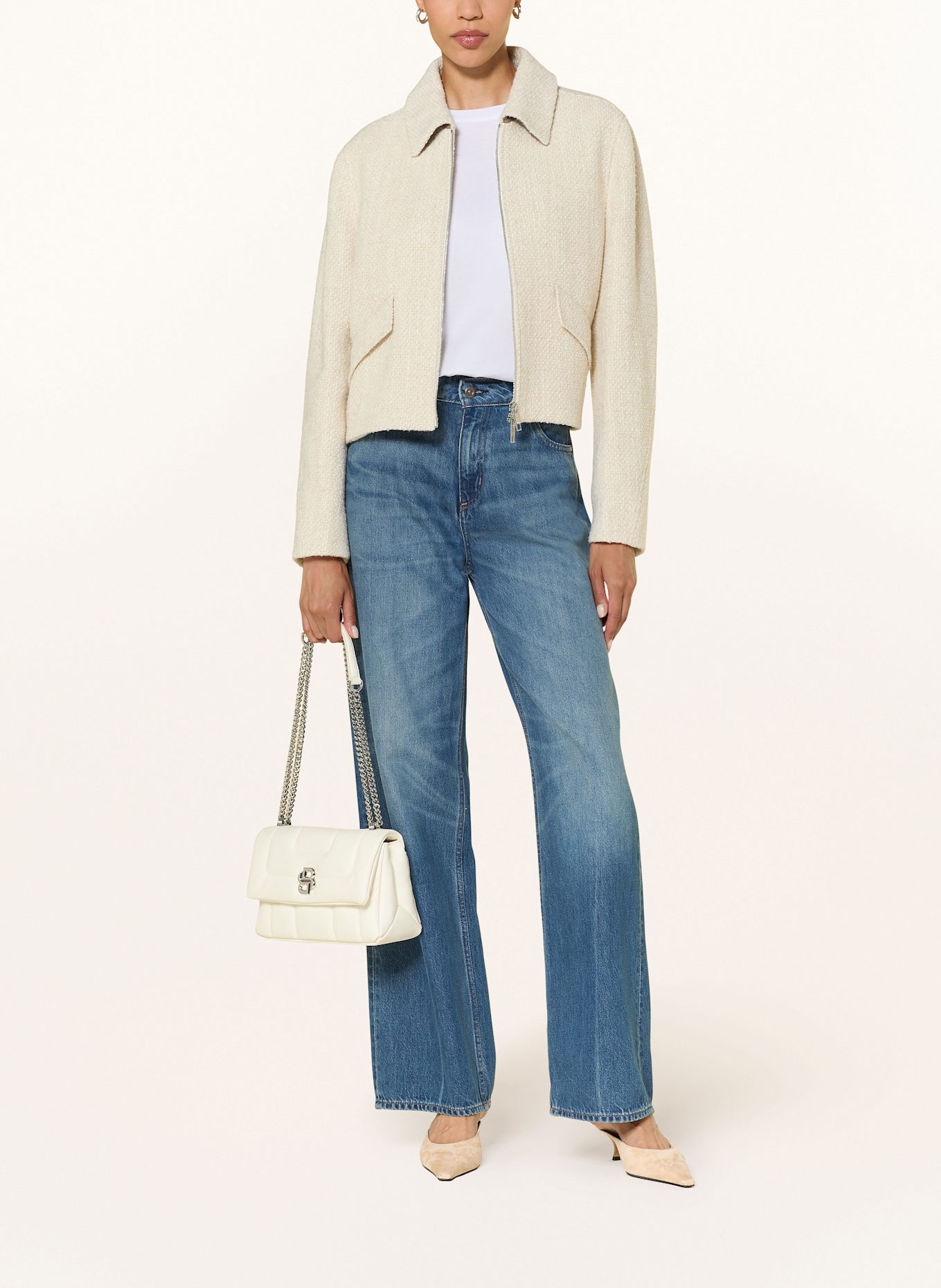 BOSS Bouclé-Kastenjacke CAFIORE: WEISS