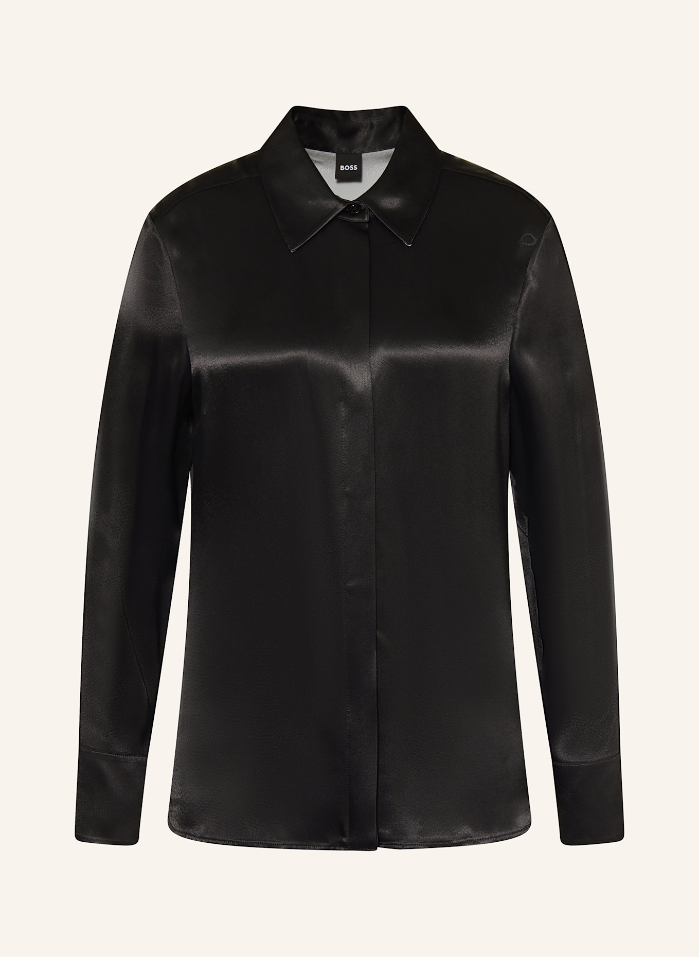 BOSS Hemdbluse BERUTA1 aus Satin: SCHWARZ